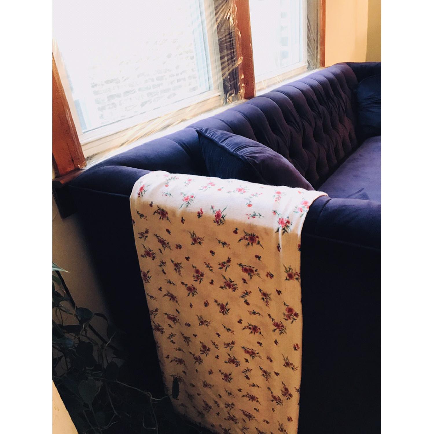 Purple Velvet Tufted Sofa - image-3