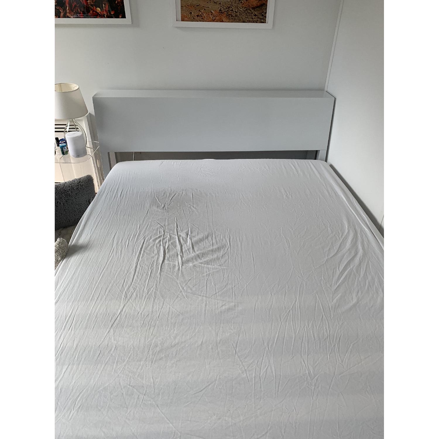 CB2 White Queen Bed Frame w/ Headboard - image-1