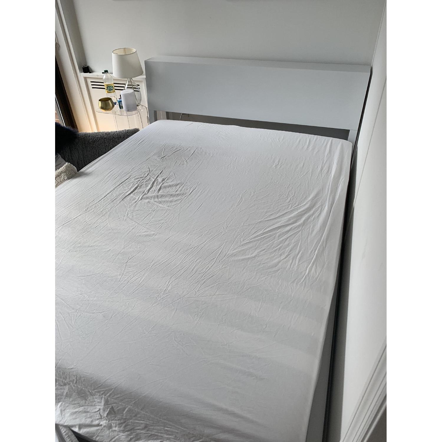 CB2 White Queen Bed Frame w/ Headboard - image-2