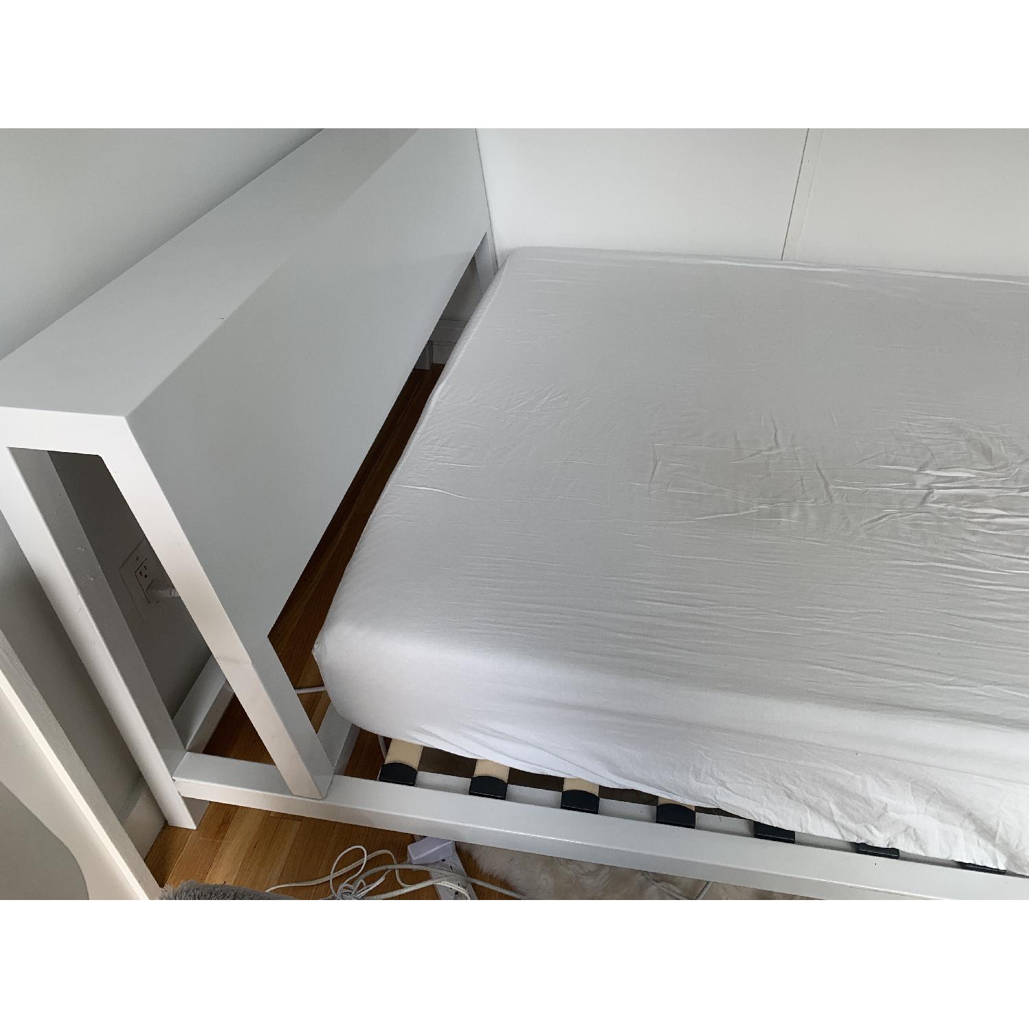 CB2 White Queen Bed Frame w/ Headboard - image-3