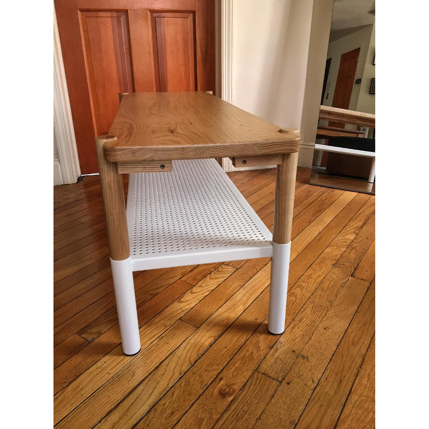 Umbra Promenade Bench in Ashwood & White Perforated Steel - image-1