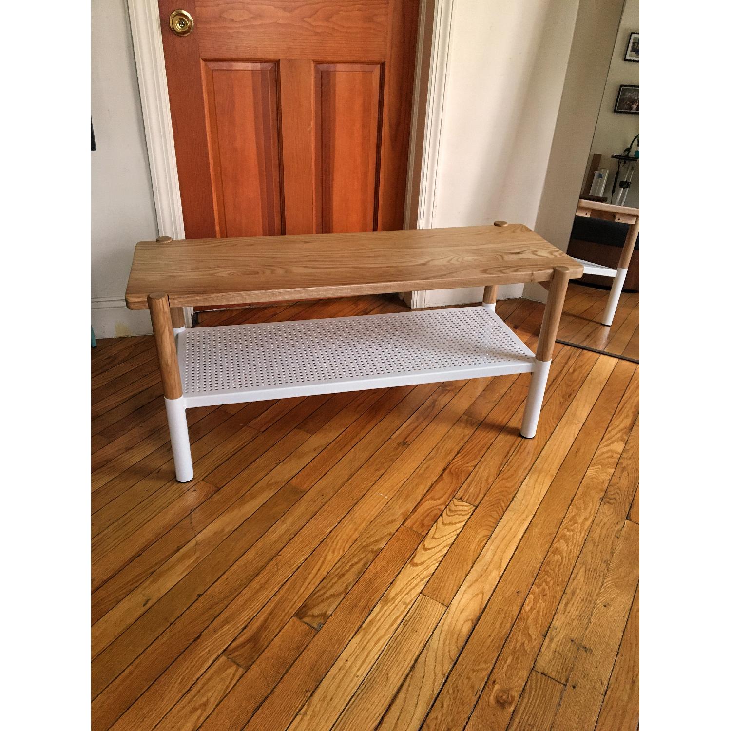 Umbra Promenade Bench in Ashwood & White Perforated Steel - image-4