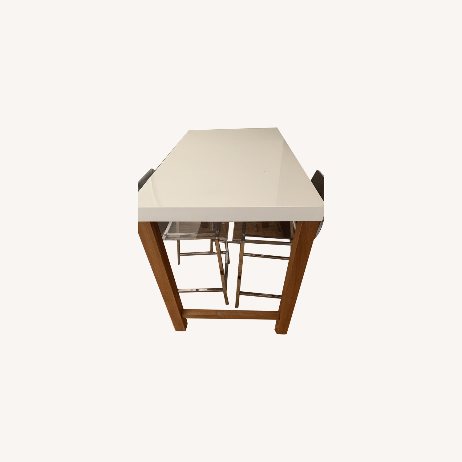 Bar Height Parsons Dining Table w/ 3 CB2 Acrylic Chairs