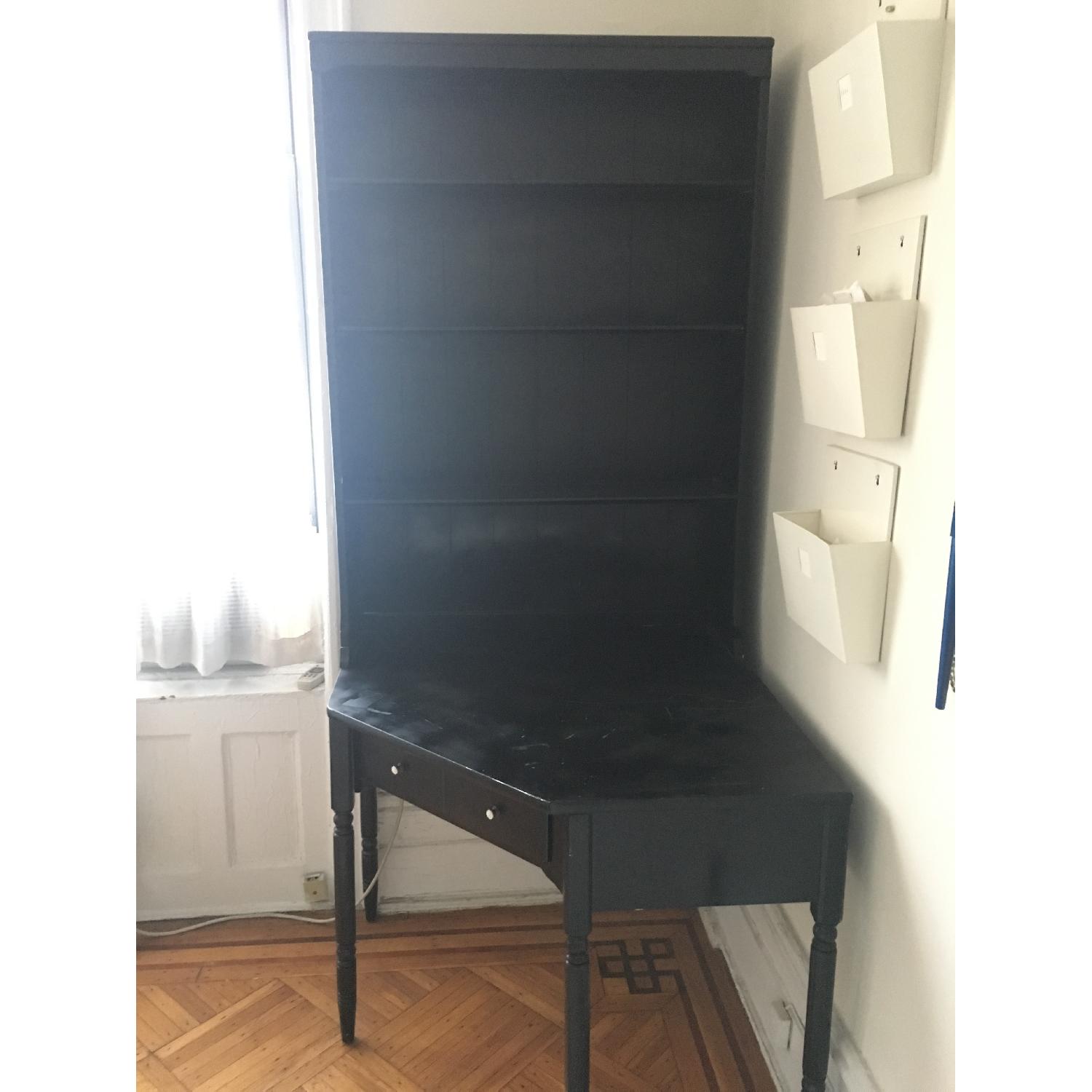 Black Corner Desk w/ Hutch - image-2
