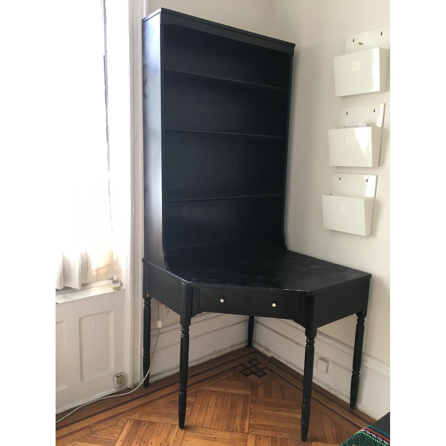 Black Corner Desk w/ Hutch - image-3