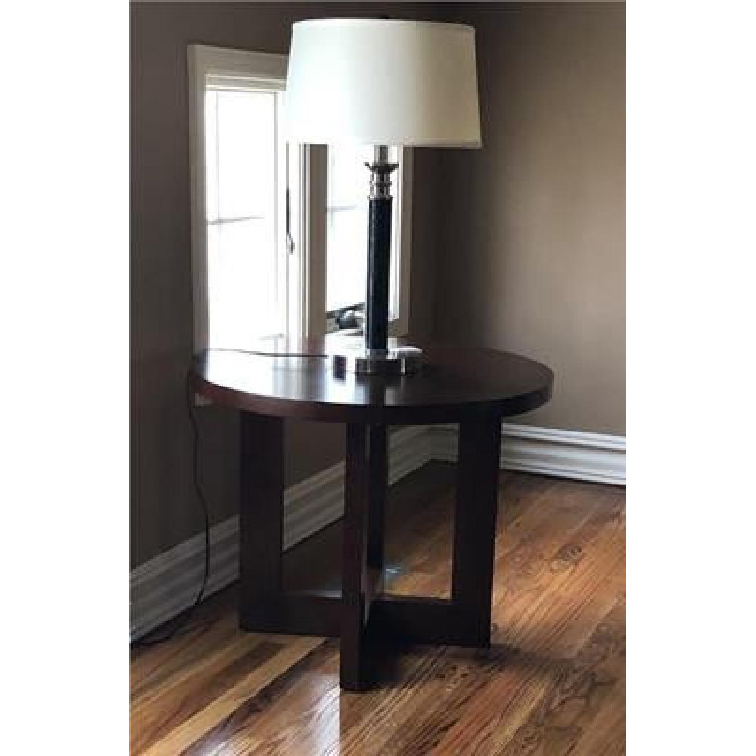 Ethan Allen Round Wooden Side Table - image-1