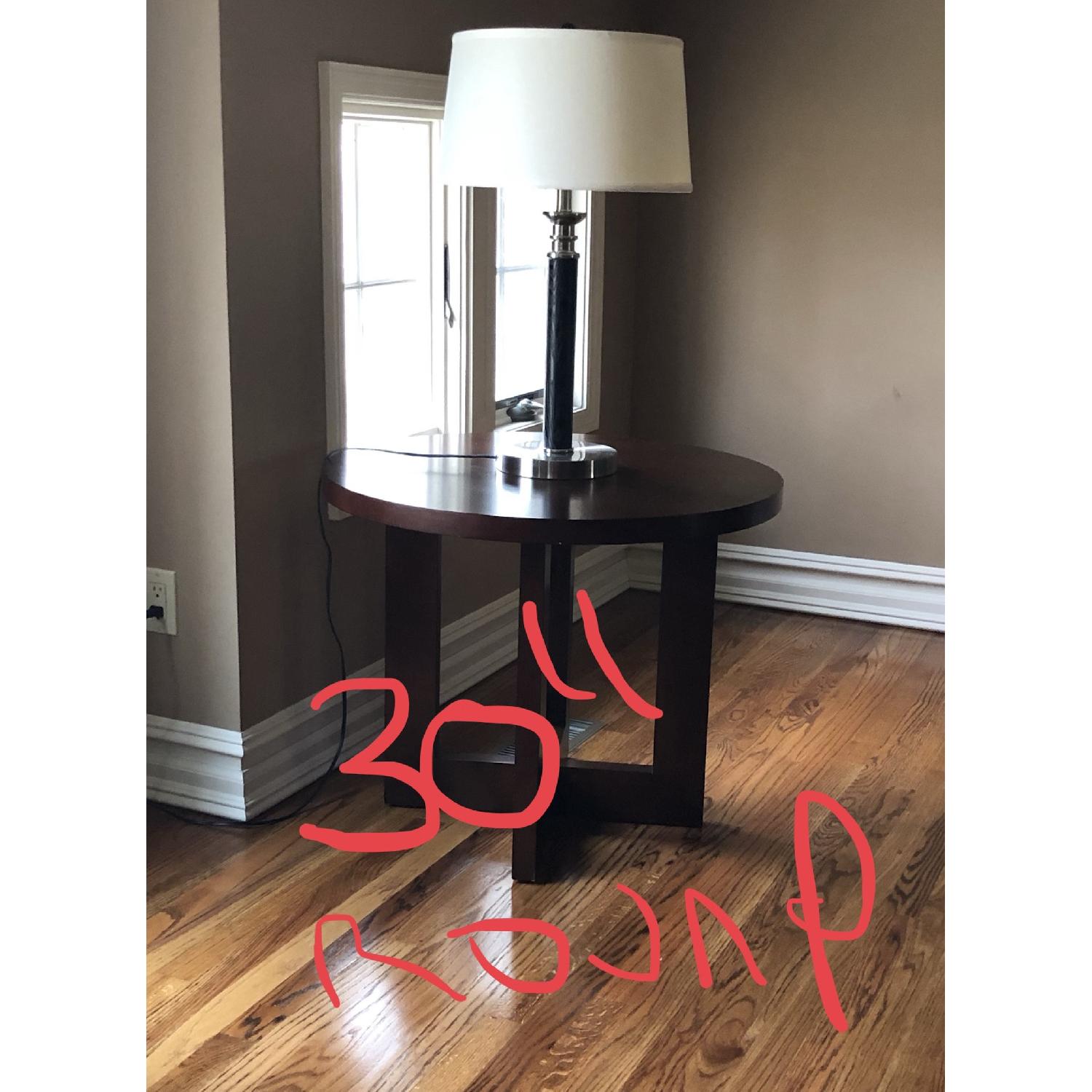 Ethan Allen Round Wooden Side Table - image-2