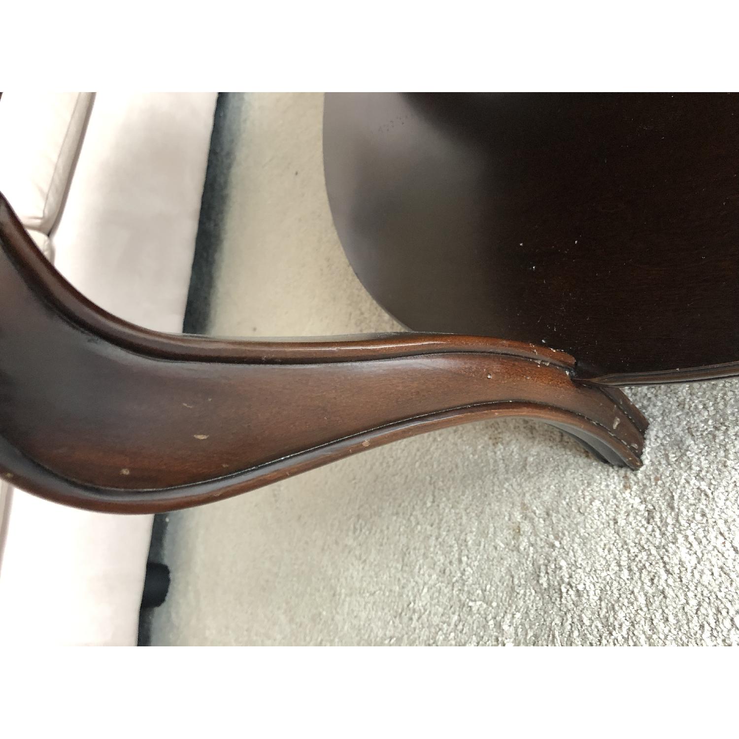 Raymour & Flanigan Round Marble Top Cherry Wood Coffee Table - image-4