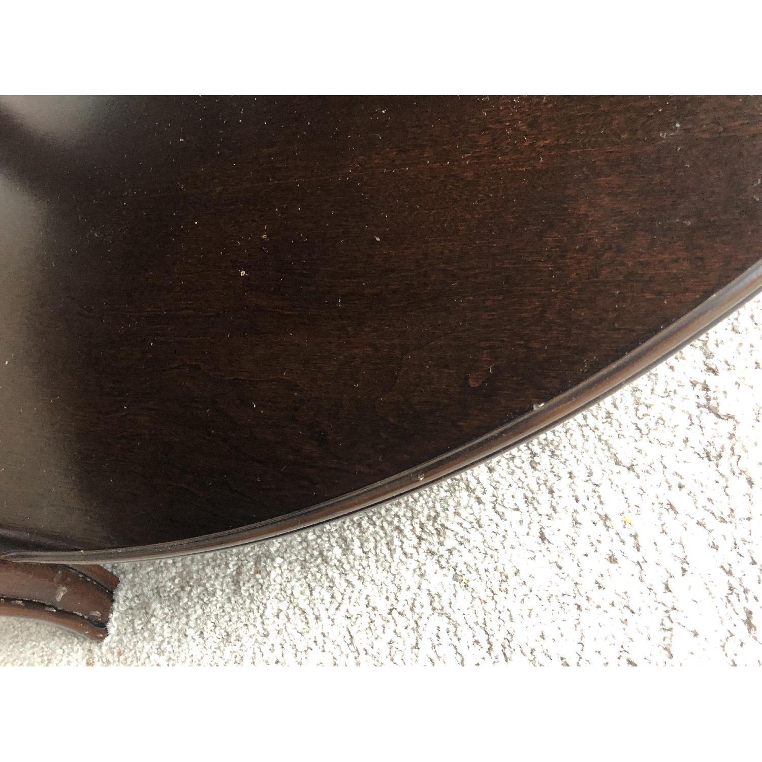 Raymour & Flanigan Round Marble Top Cherry Wood Coffee Table - image-8