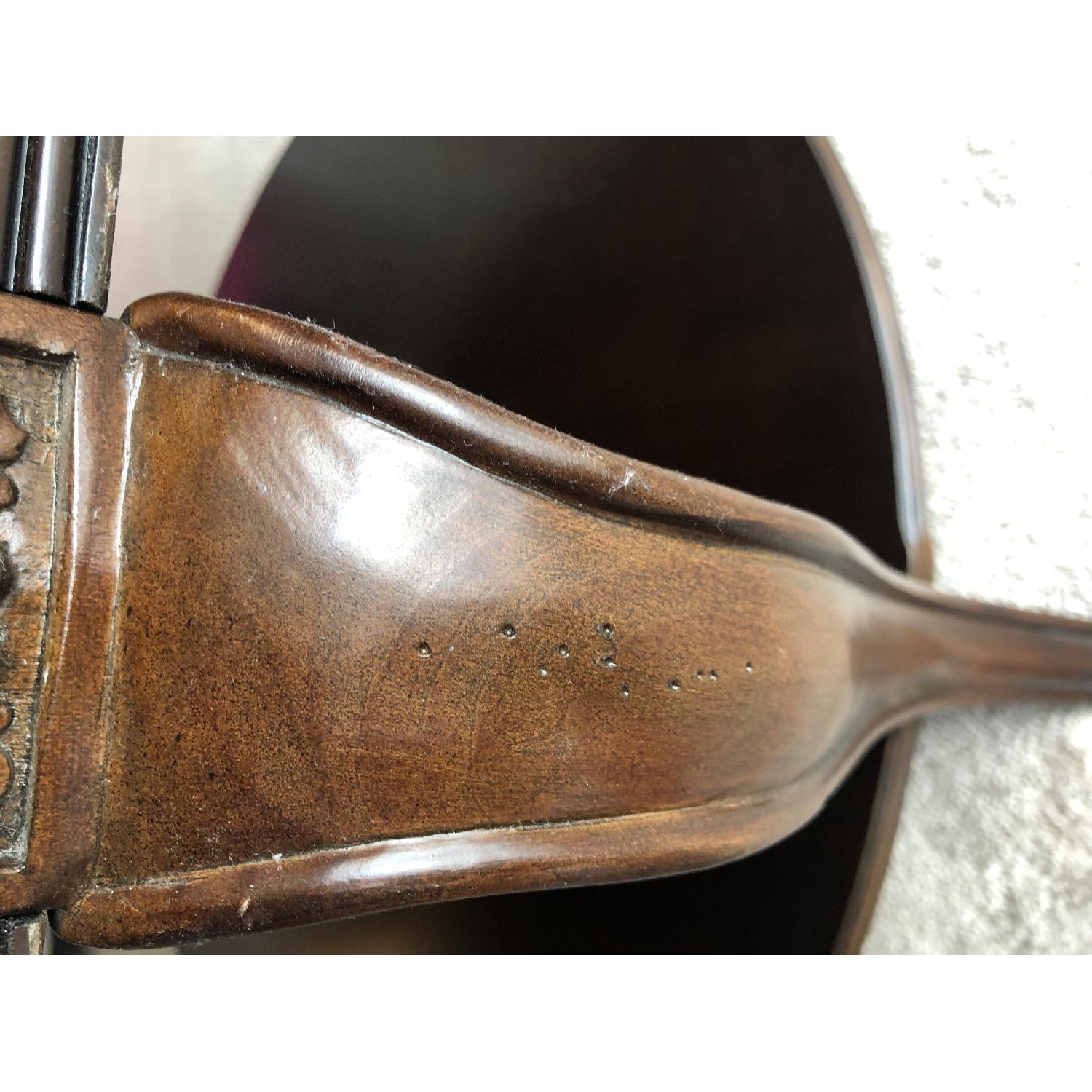 Raymour & Flanigan Round Marble Top Cherry Wood Coffee Table AptDeco