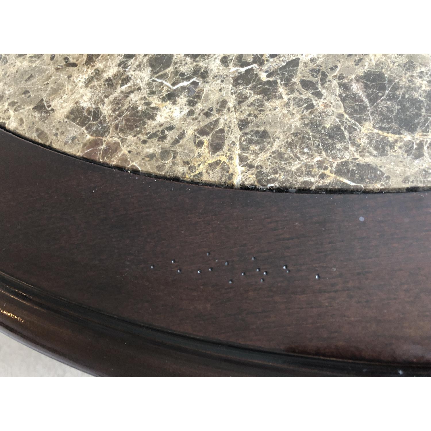 Raymour & Flanigan Round Marble Top Cherry Wood Coffee Table - image-7