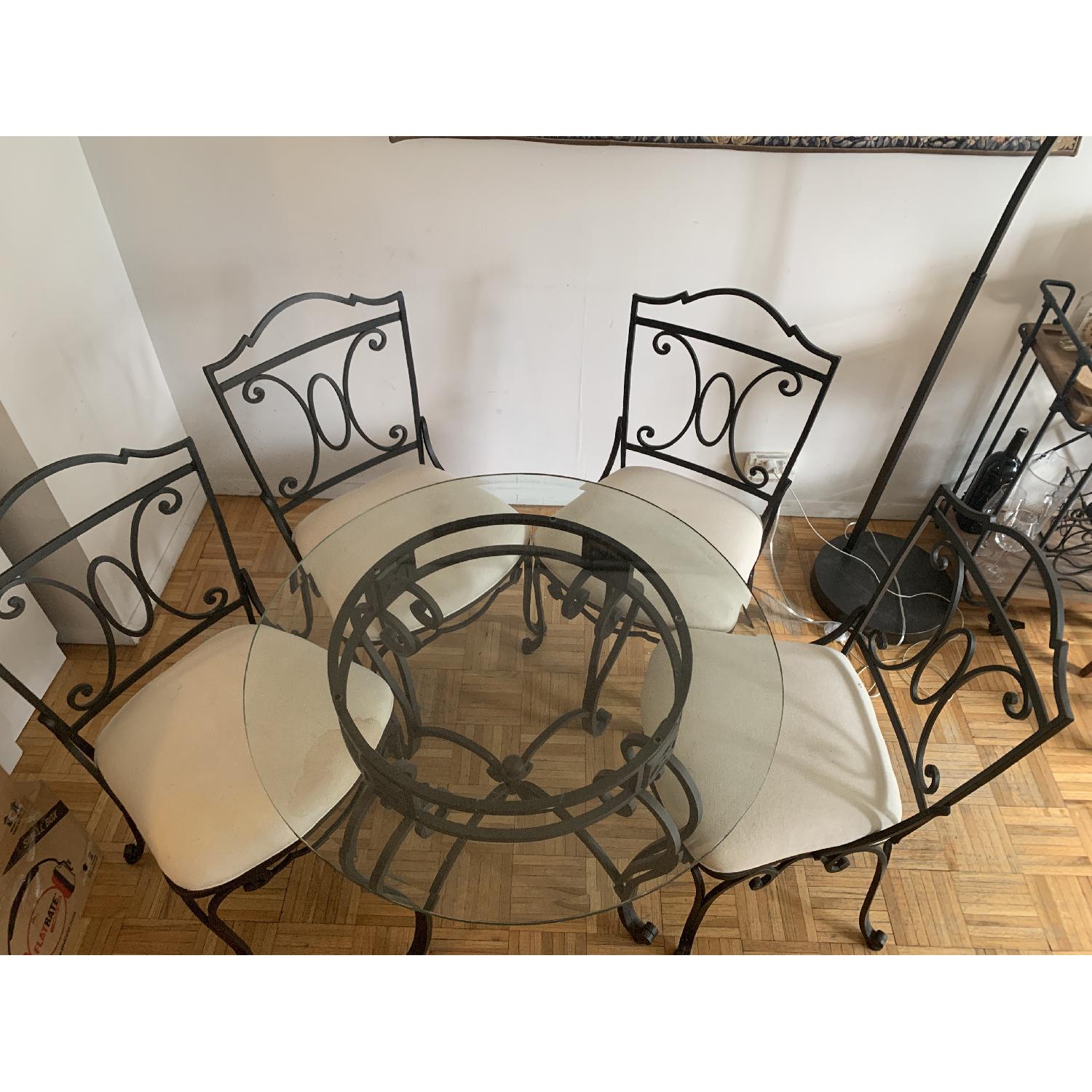 Iron Circular Glass Top Table Set w/ 4 Chairs - image-2