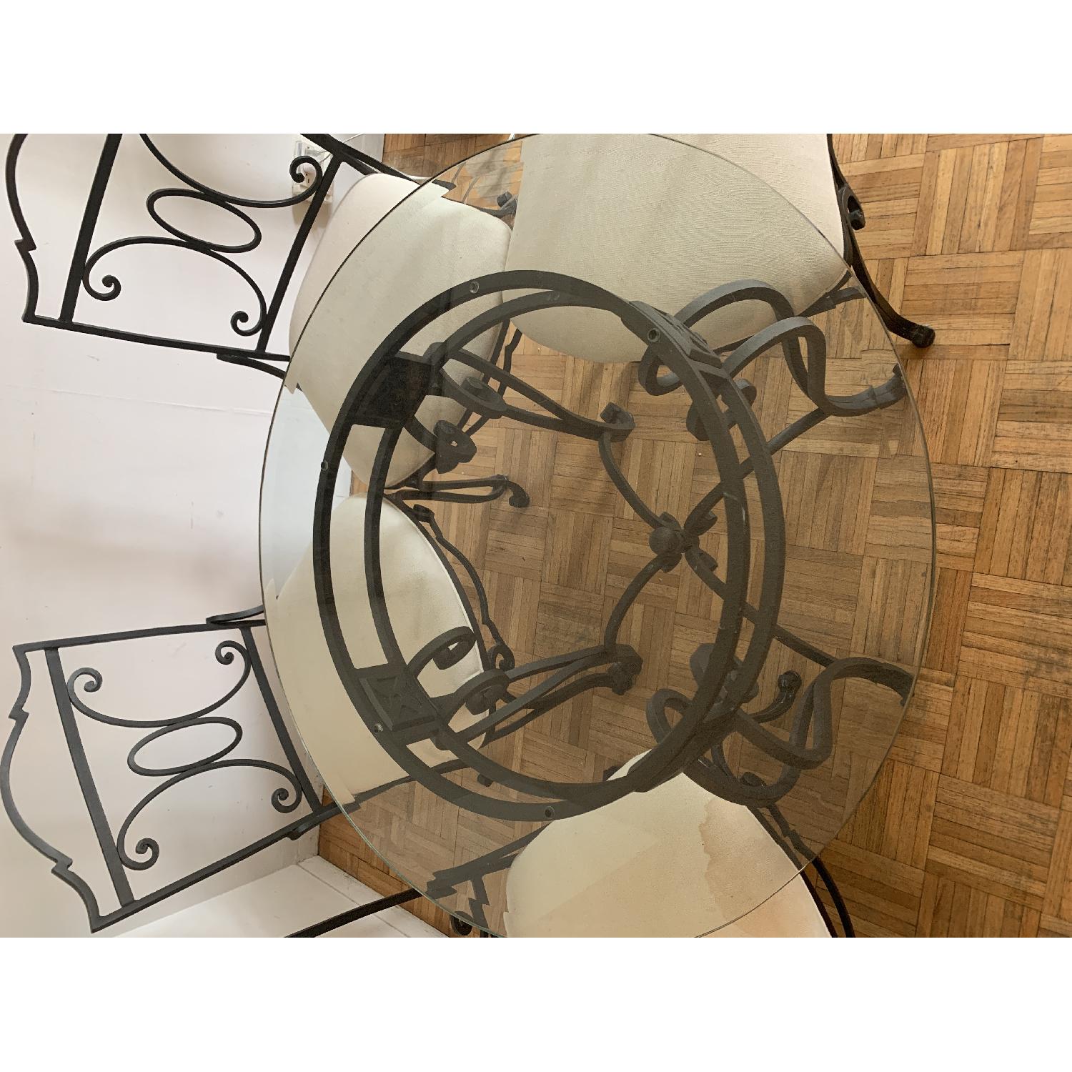Iron Circular Glass Top Table Set w/ 4 Chairs - image-3