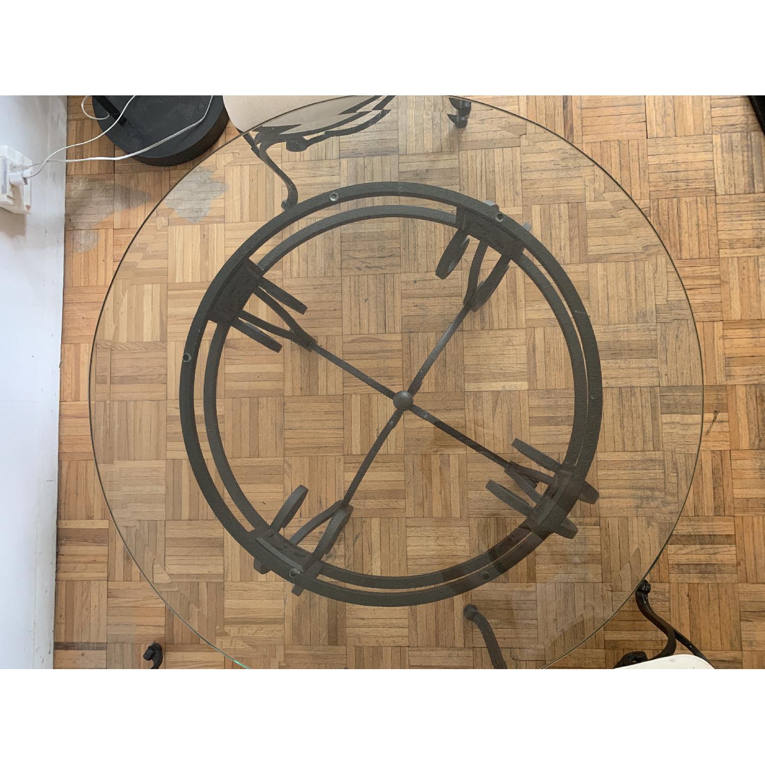 Iron Circular Glass Top Table Set w/ 4 Chairs - image-8