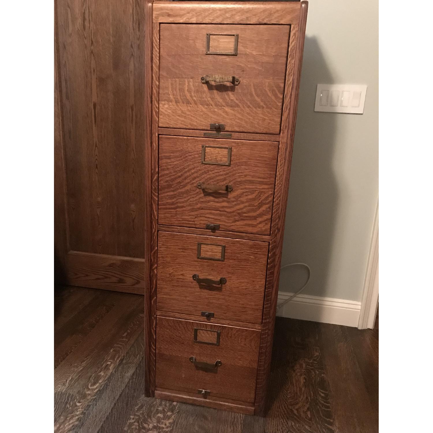 Vintage Oak Library Bureau Sole Makers Filing Cabinet - image-1