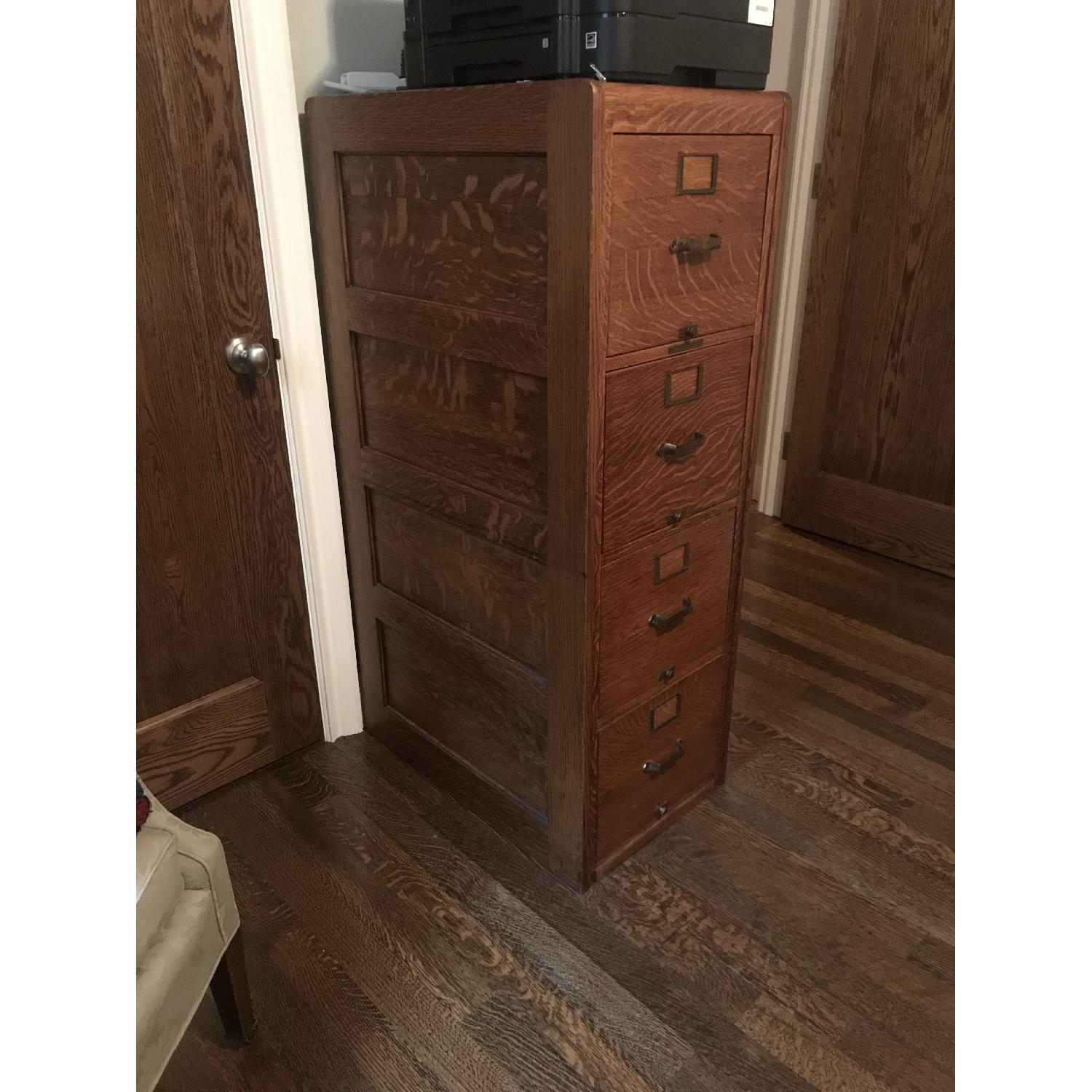 Vintage Oak Library Bureau Sole Makers Filing Cabinet - image-3