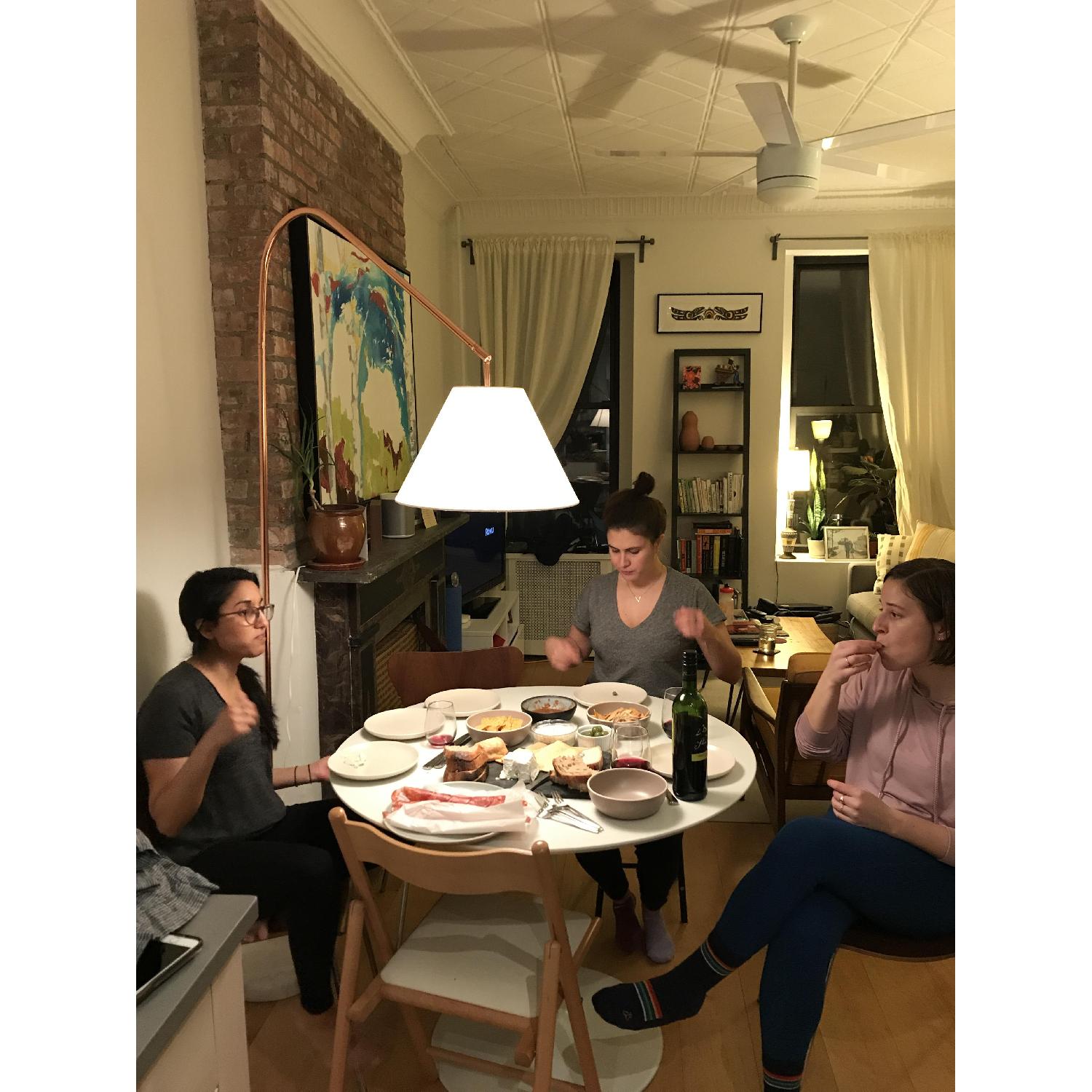 Adesso Willa Arc Floor Lamp in Copper w/ Linen Shade - image-3