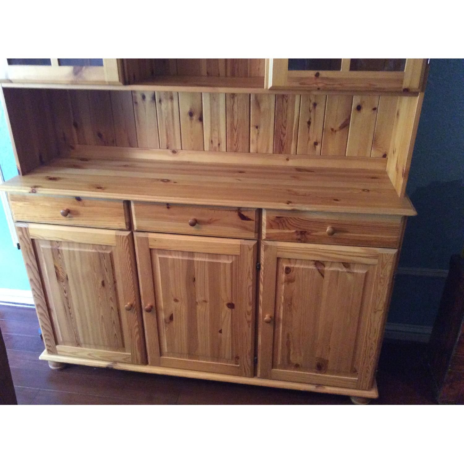 Ikea Wood Buffet w/ Hutch AptDeco