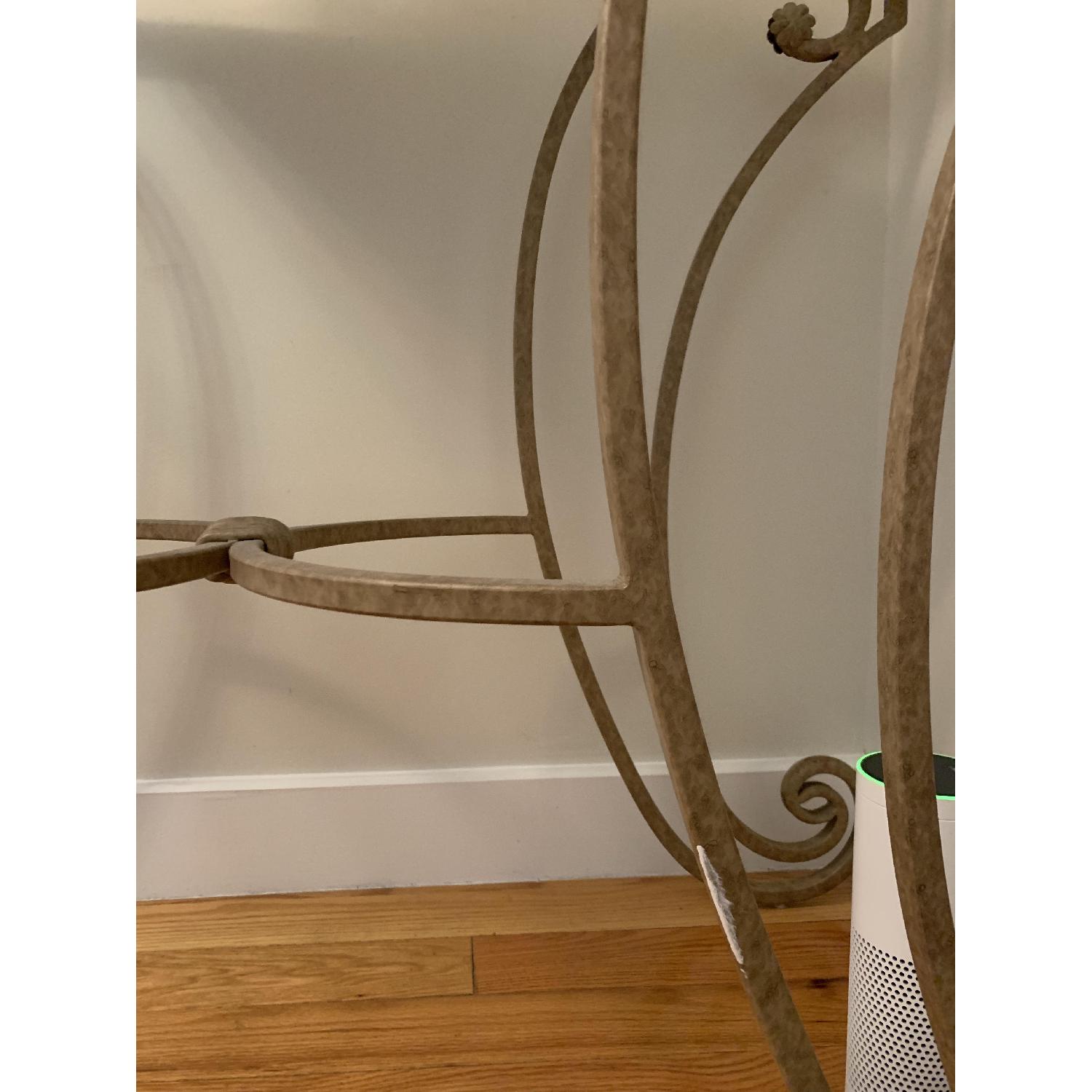 Wrought Iron & Glass Tall Side Table in Greyish-Green - image-4