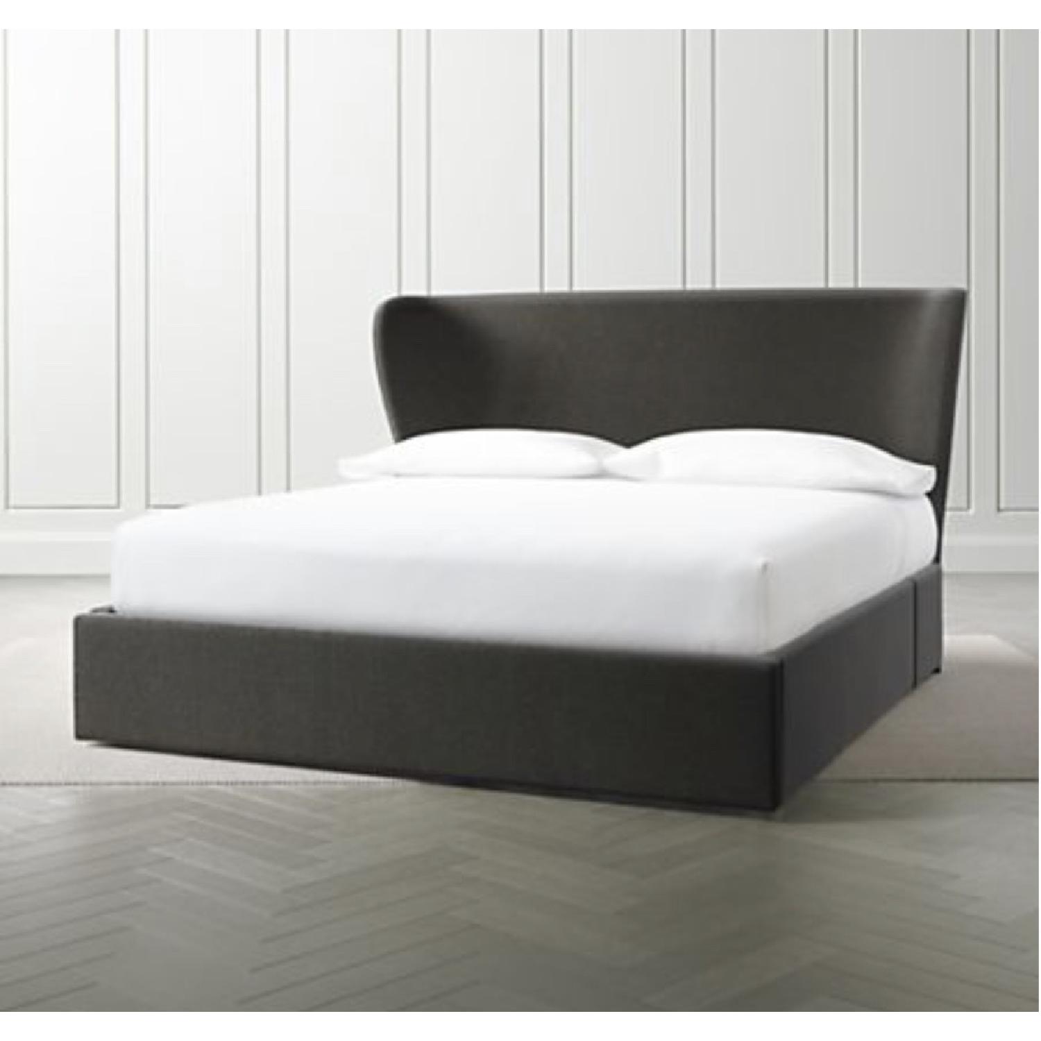 Crate & Barrel Upholstered Storage Bed w/ Wingback Headboard AptDeco