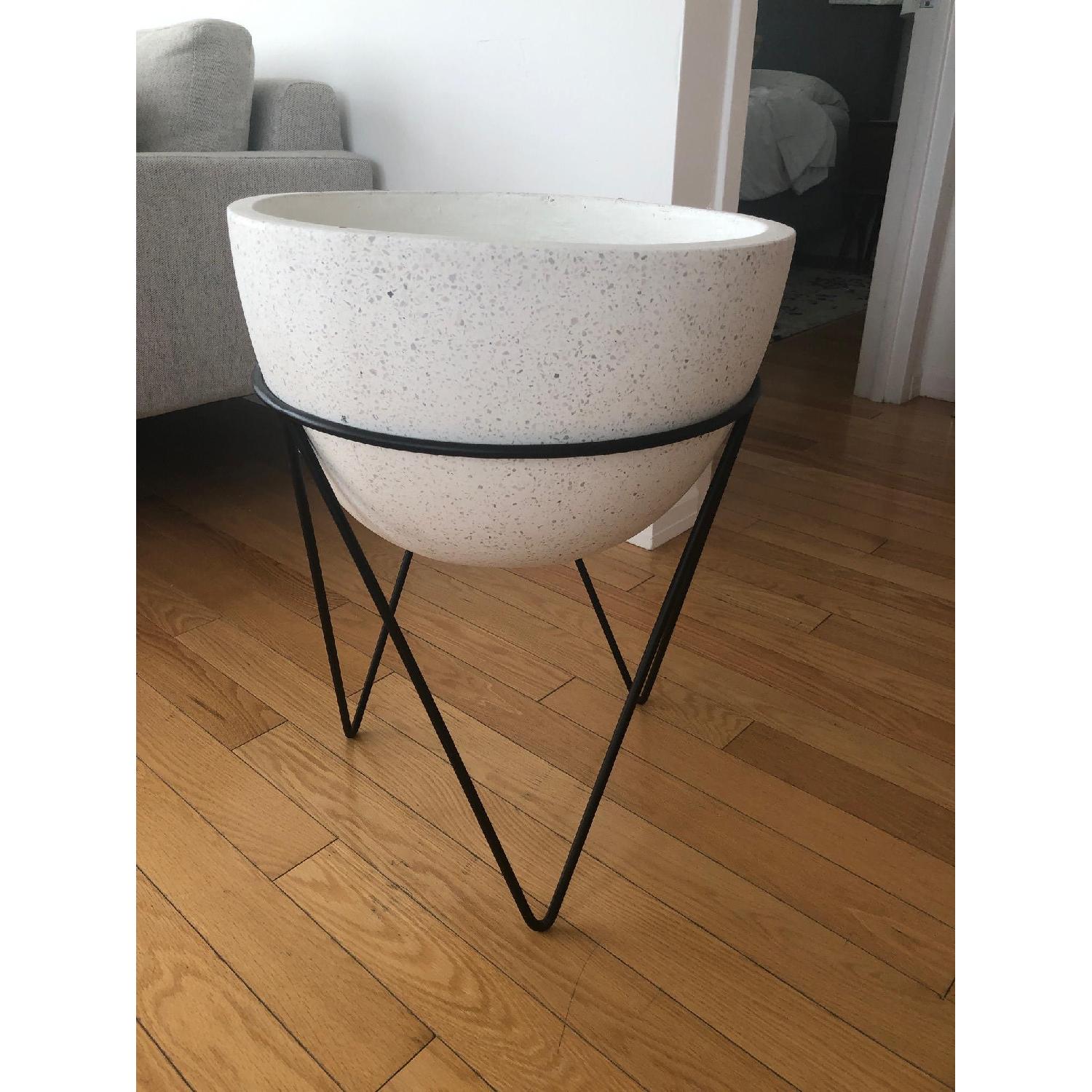 West Elm Iris Planter + Chevron Stand - image-1