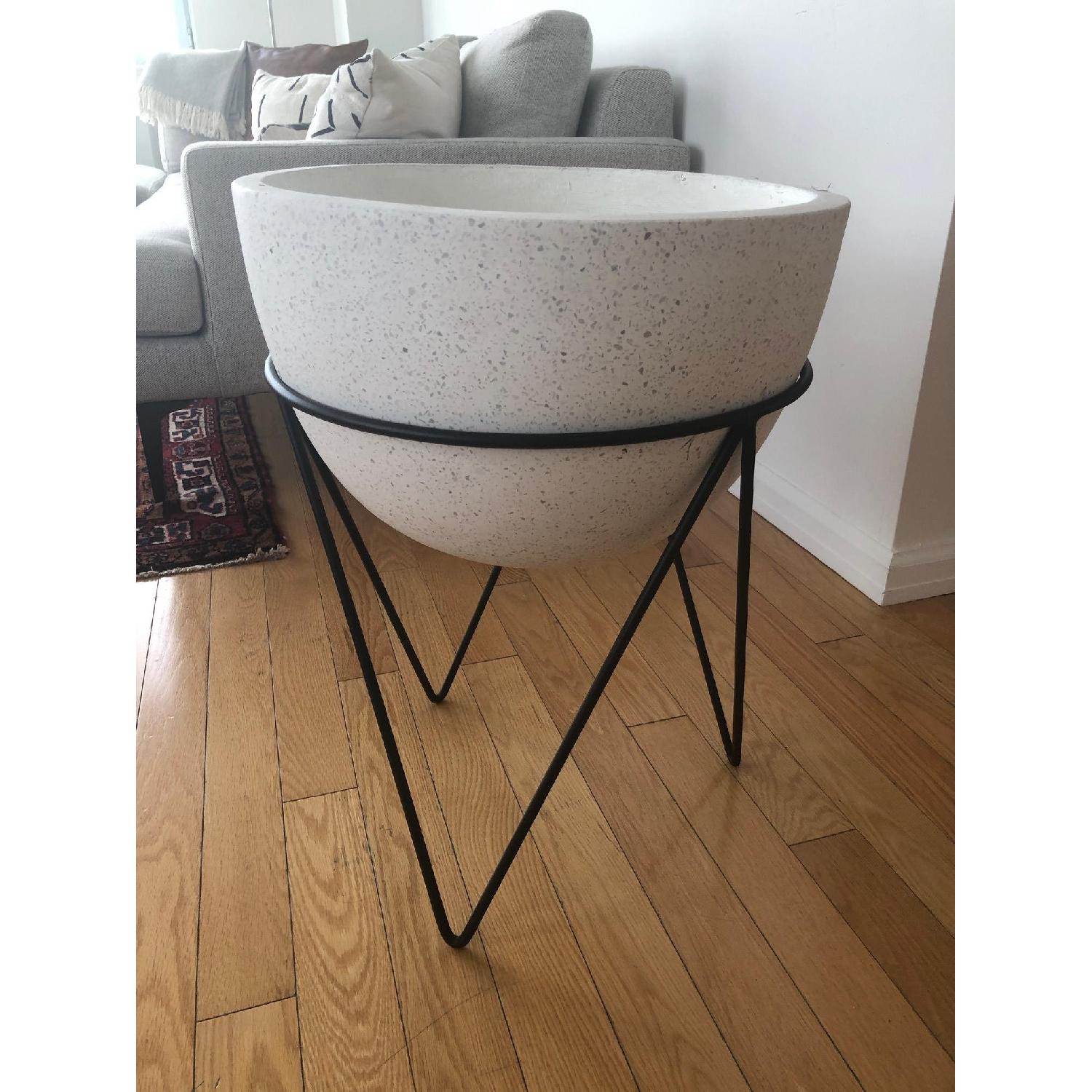 West Elm Iris Planter + Chevron Stand - image-2