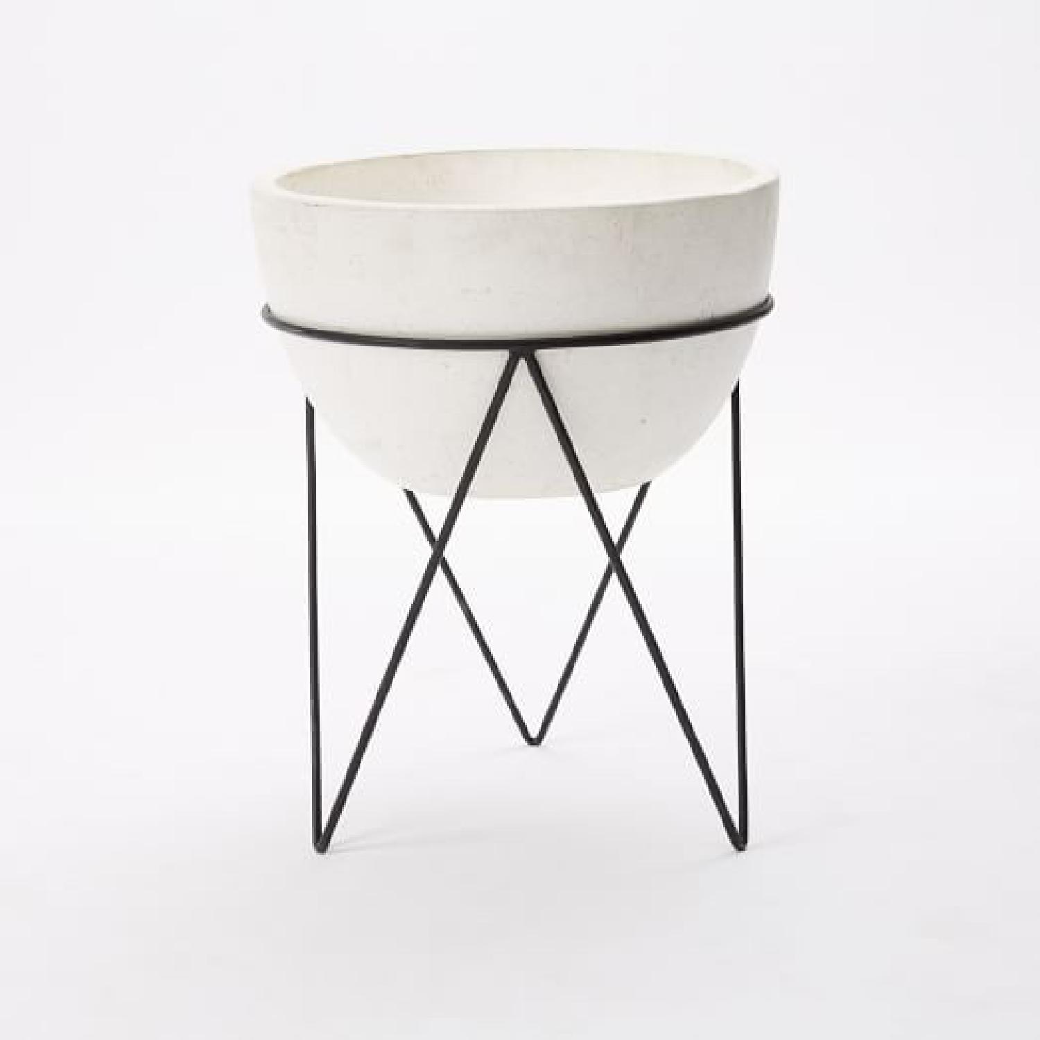 West Elm Iris Planter + Chevron Stand - image-0