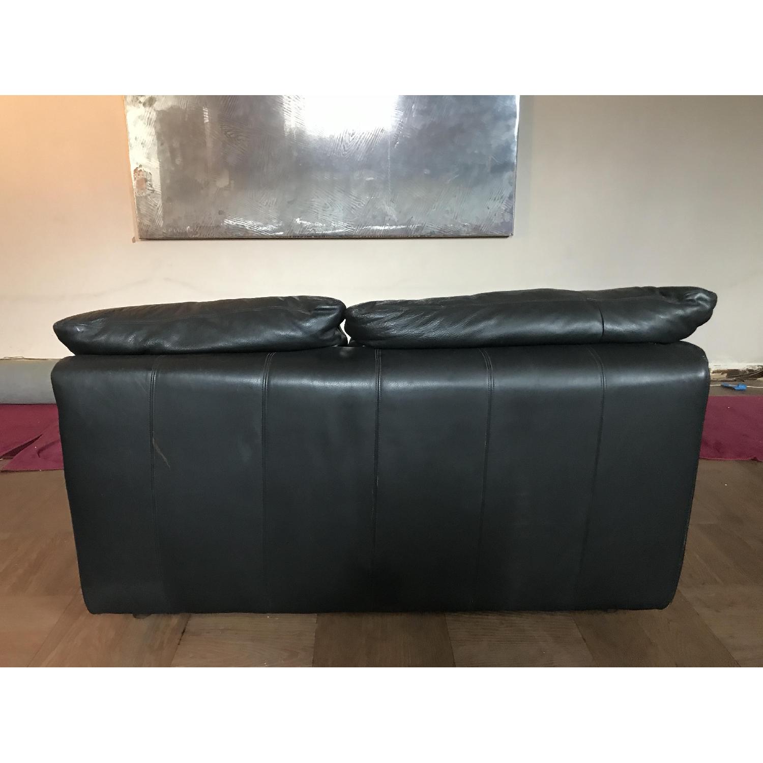 Ikea Black Leather 3Piece Sectional Sofa AptDeco