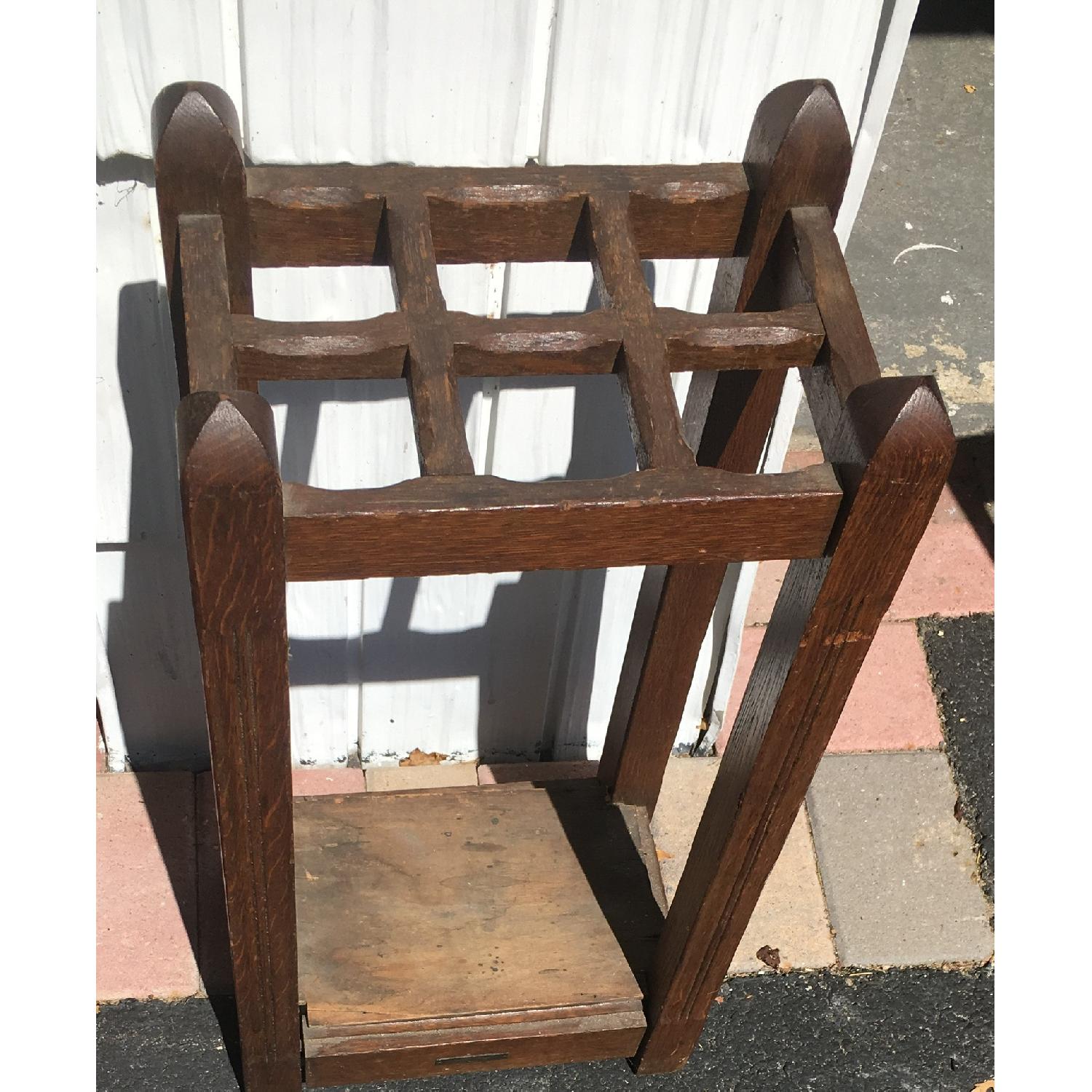 Original Antique Mission Oak Umbrella Stand - image-2