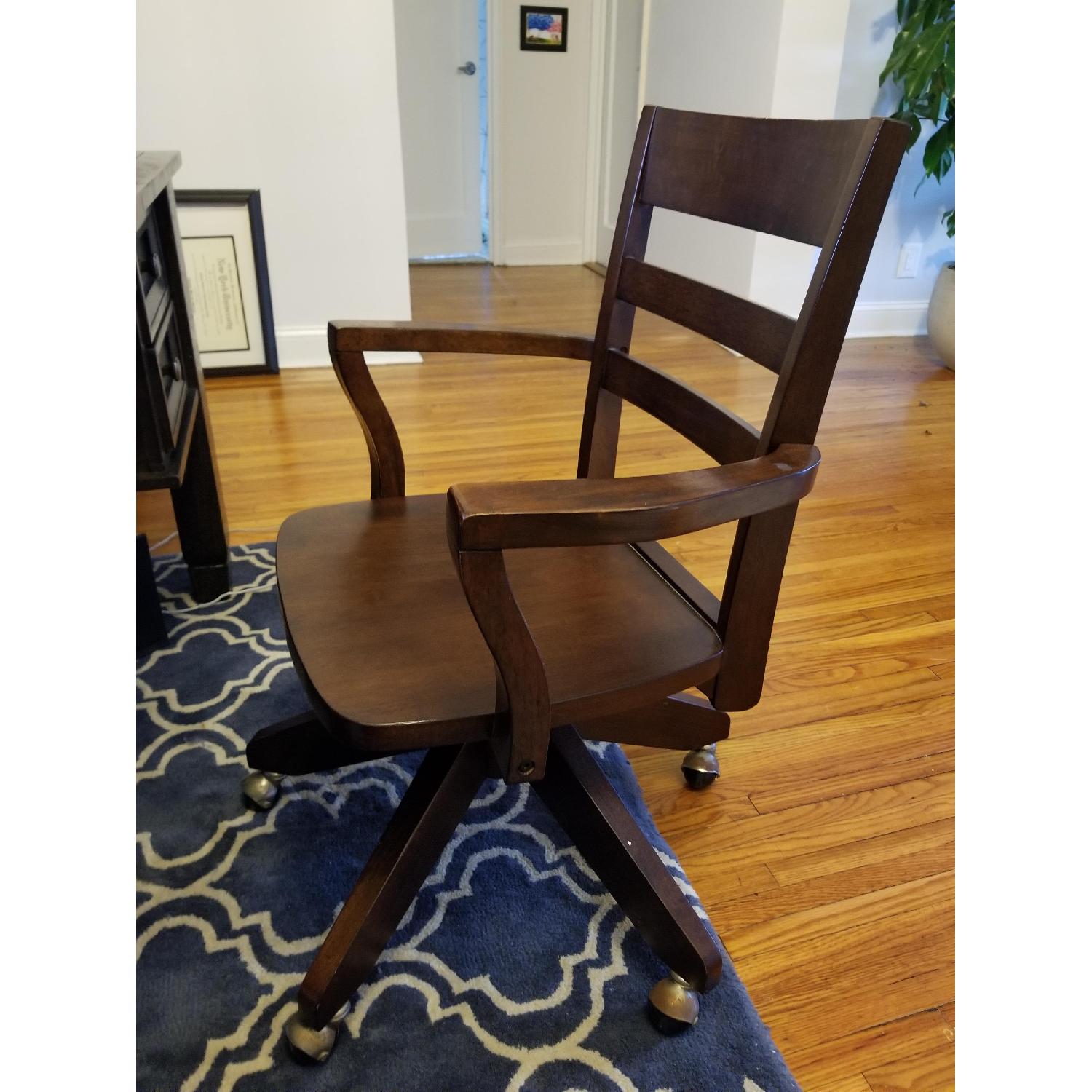 Pottery Barn Swivel Wood Desk Chair - image-3