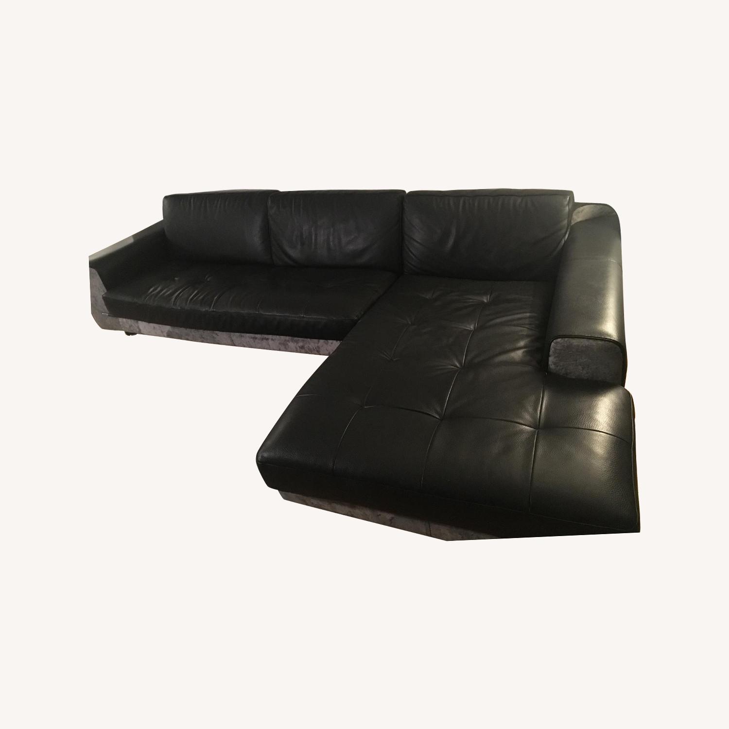 Gamma Black Bonded Leather Sectional Sofa AptDeco