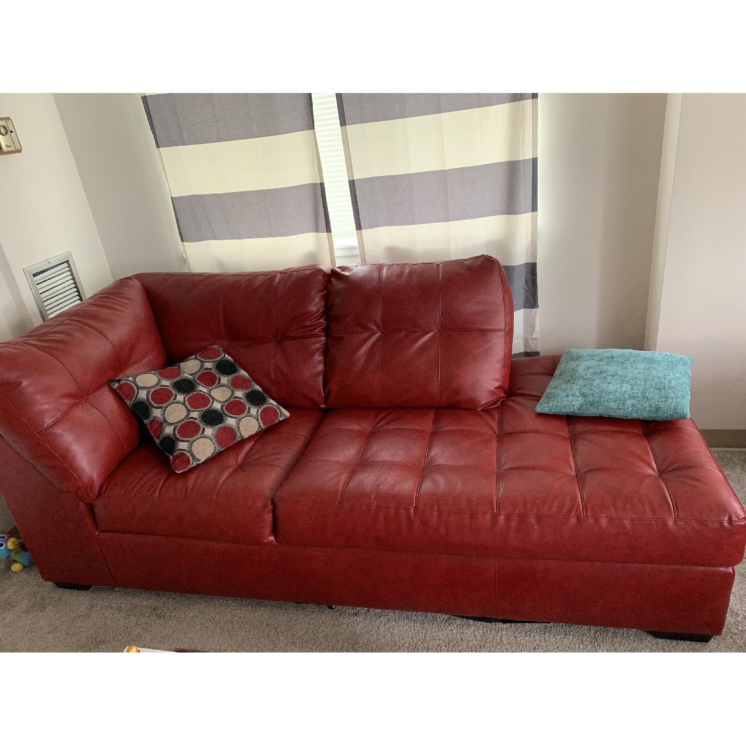 Bob's Mercury Red 3 Piece Sectional Sofa & Ottoman - image-1