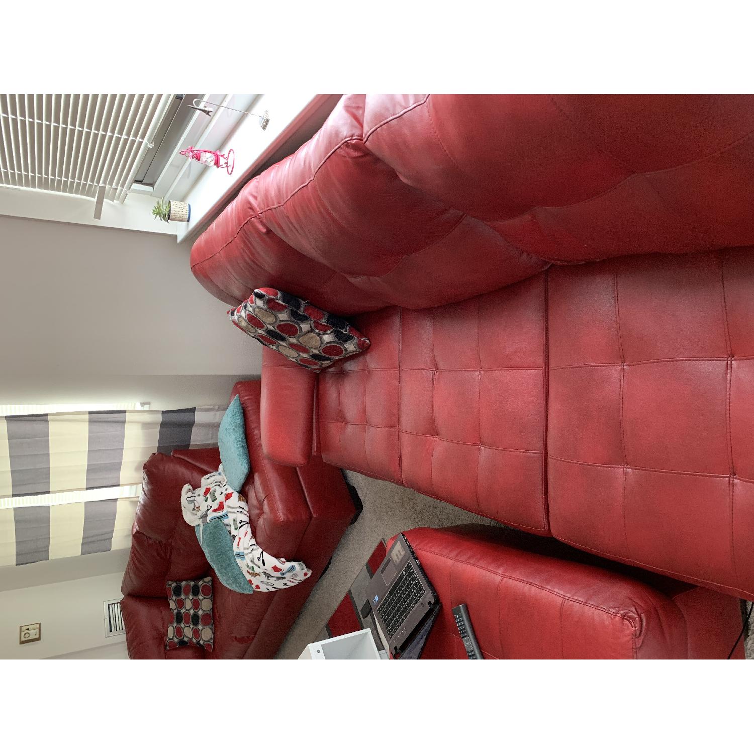 Bob's Mercury Red 3 Piece Sectional Sofa & Ottoman - image-3