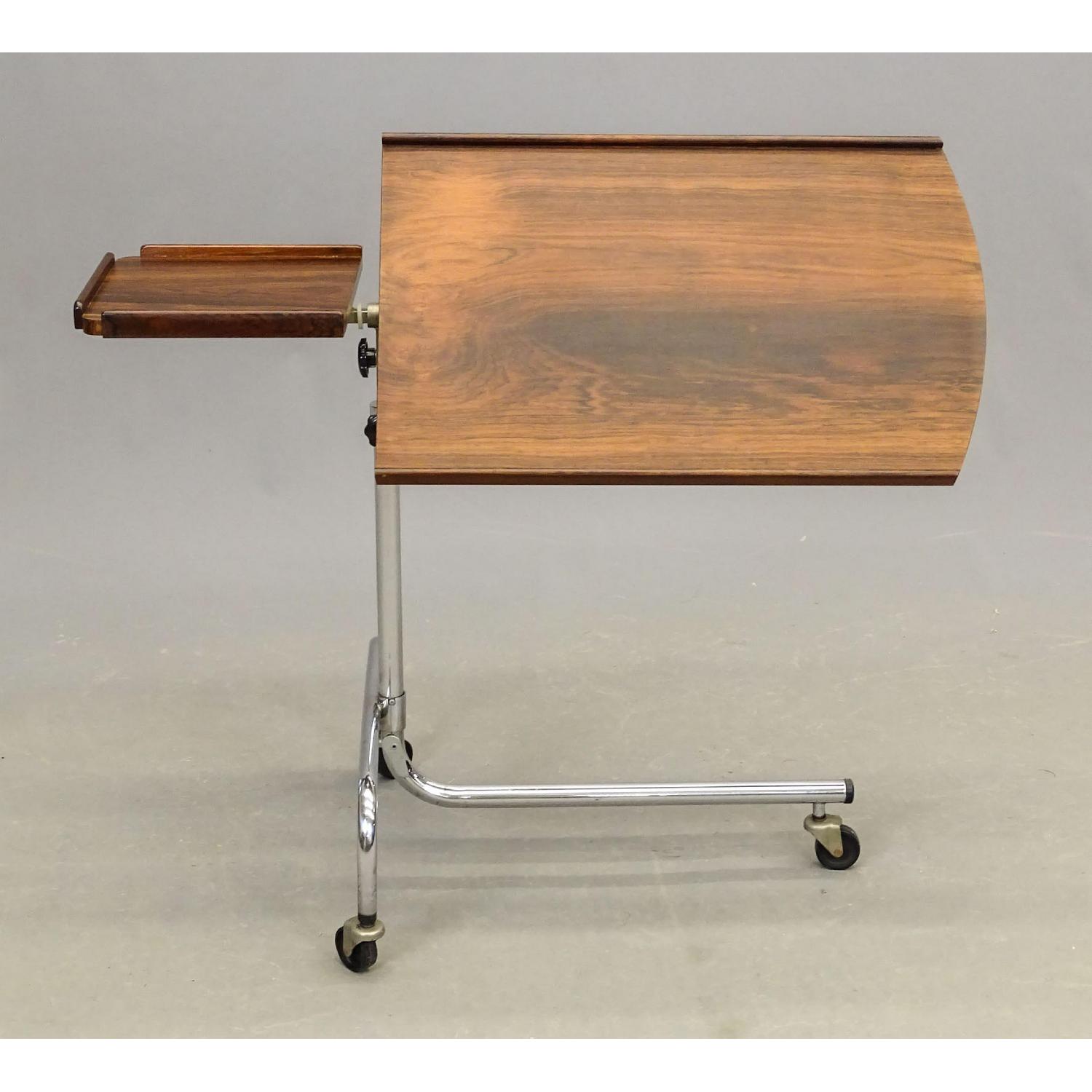 70s Danish Adjustable Rosewood & Chrome Reading Table - image-2