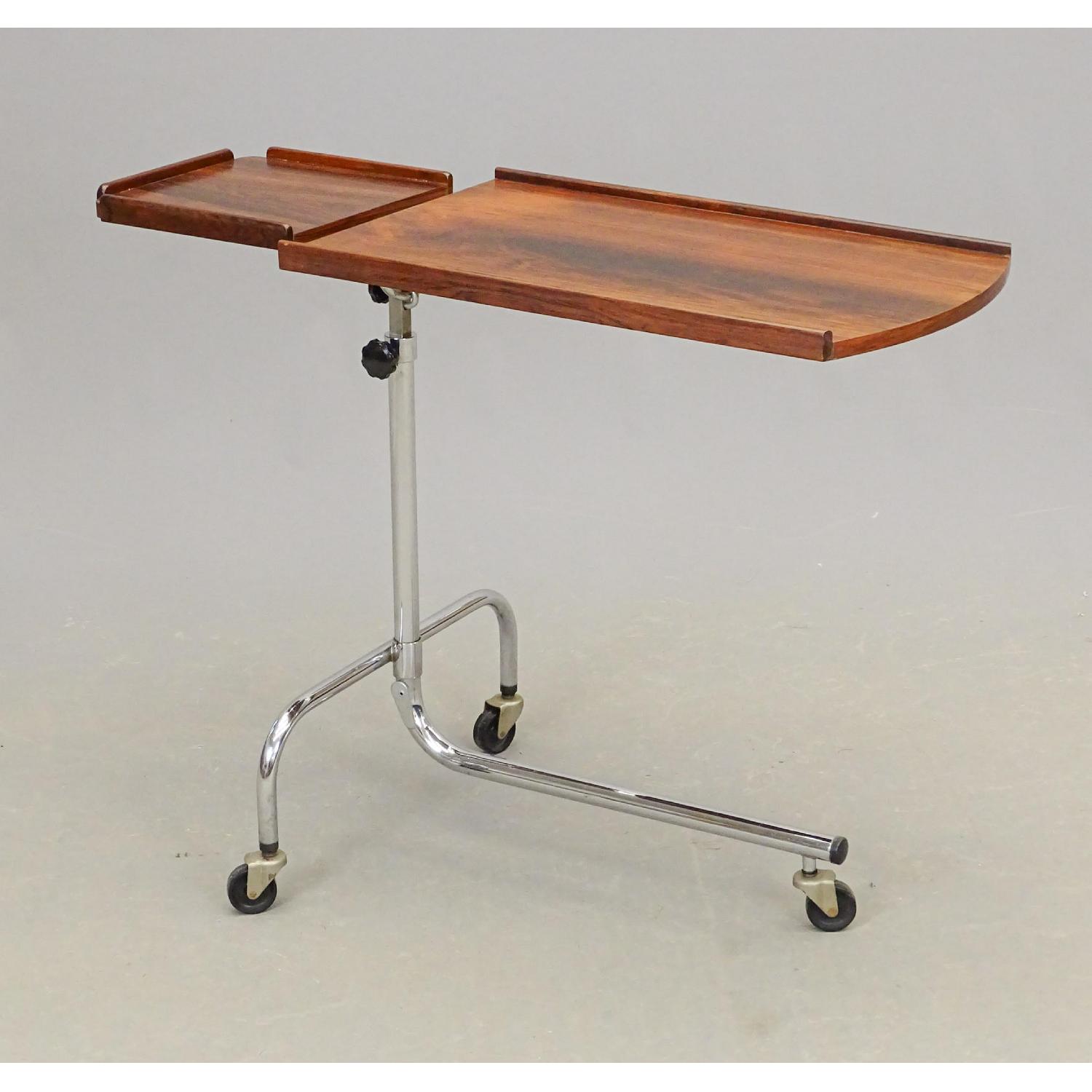 70s Danish Adjustable Rosewood & Chrome Reading Table - image-5
