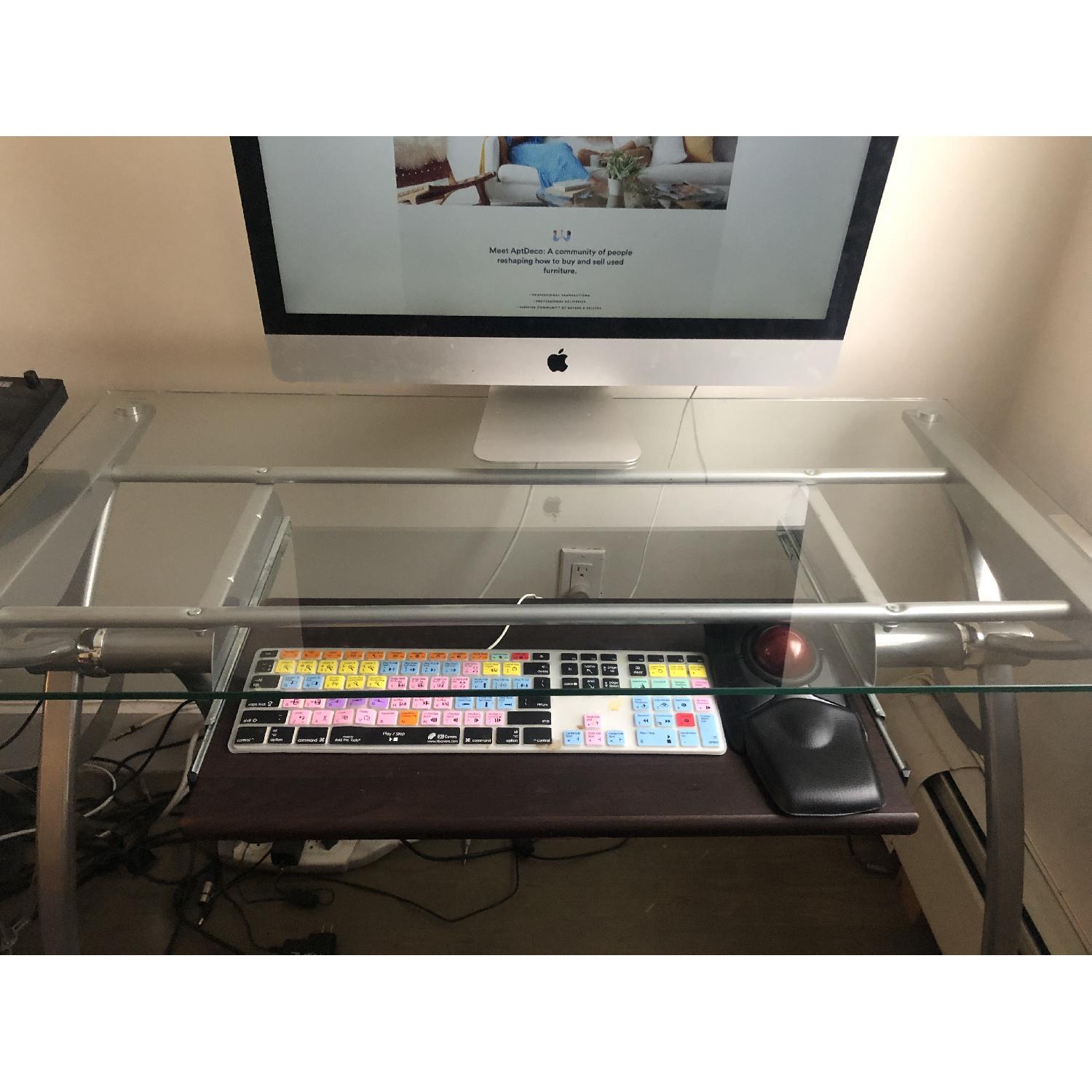 Tempered Glass-Top Steel Frame Computer Desk - image-1