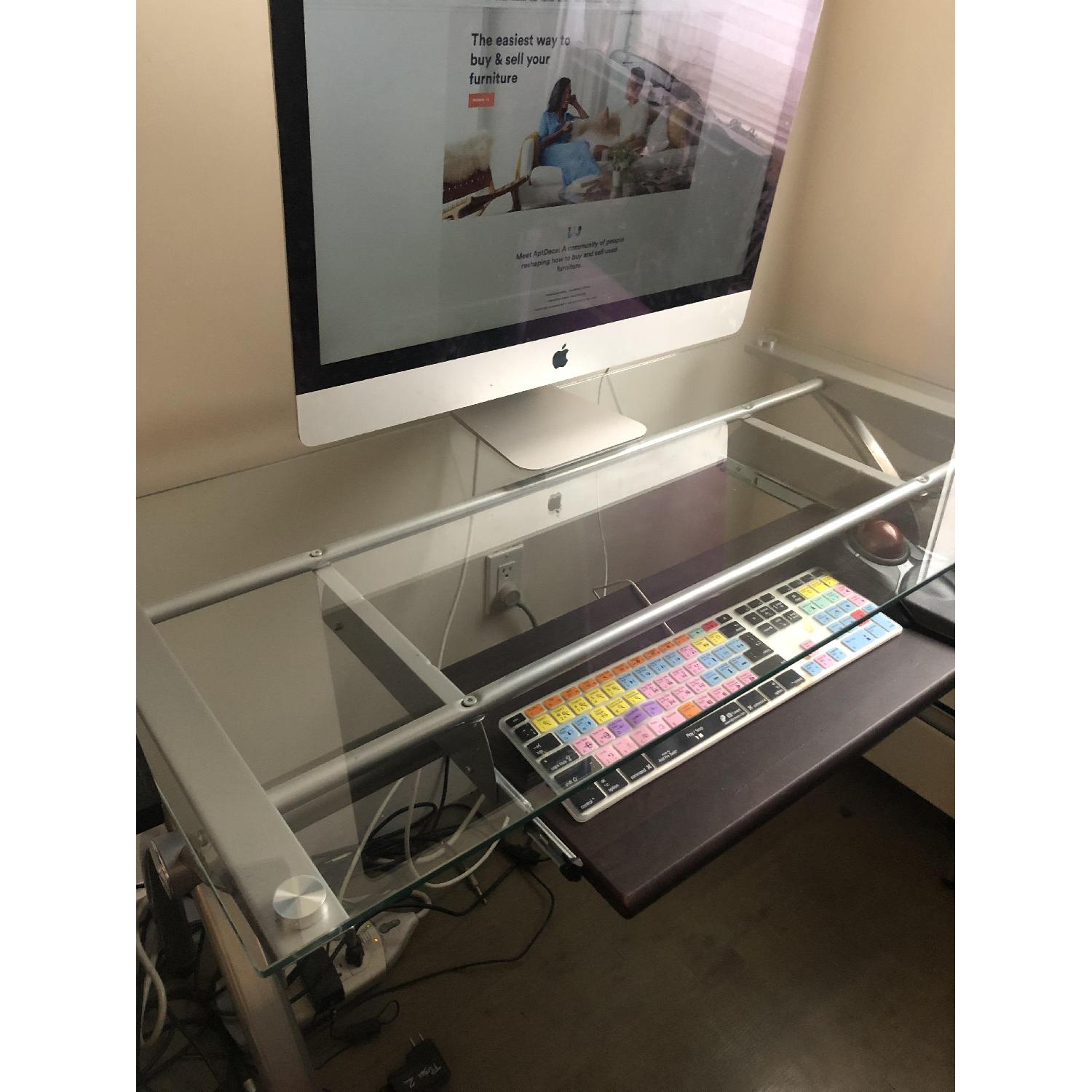 Tempered Glass-Top Steel Frame Computer Desk - image-2