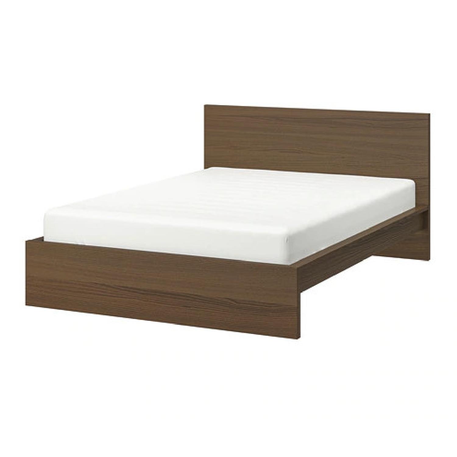 Ikea Malm Queen Bed in Brown Stained Ash Veneer - image-0