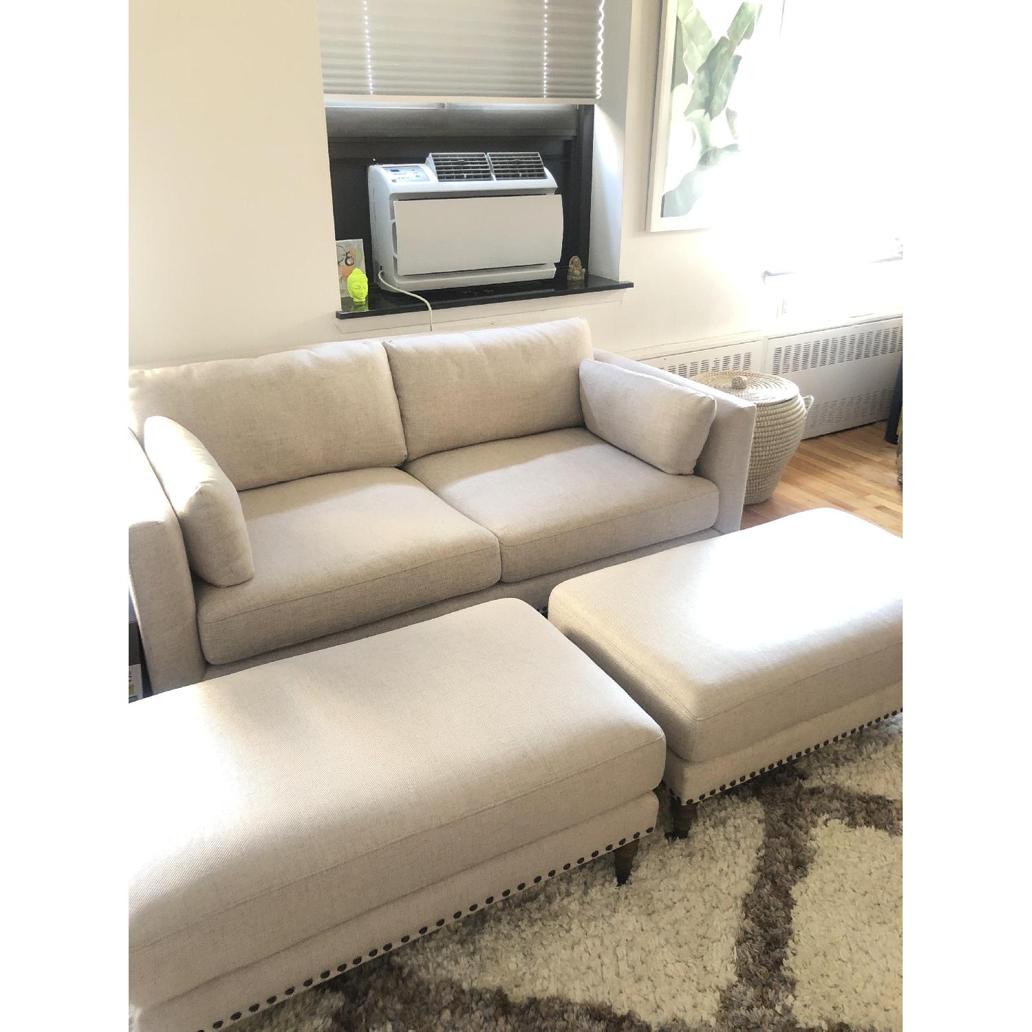 Pottery Barn Loveseat & 2 Ottomans - image-2