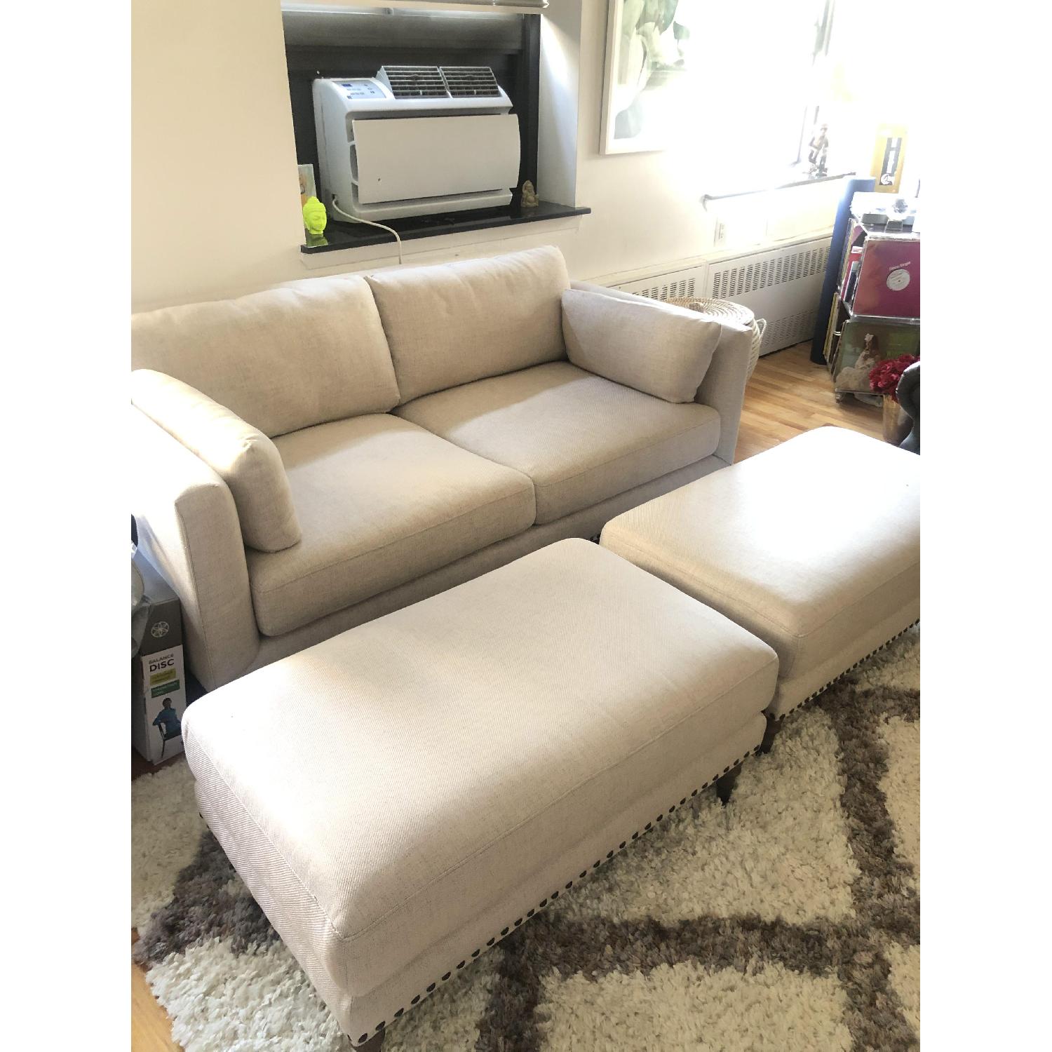 Pottery Barn Loveseat & 2 Ottomans - image-6