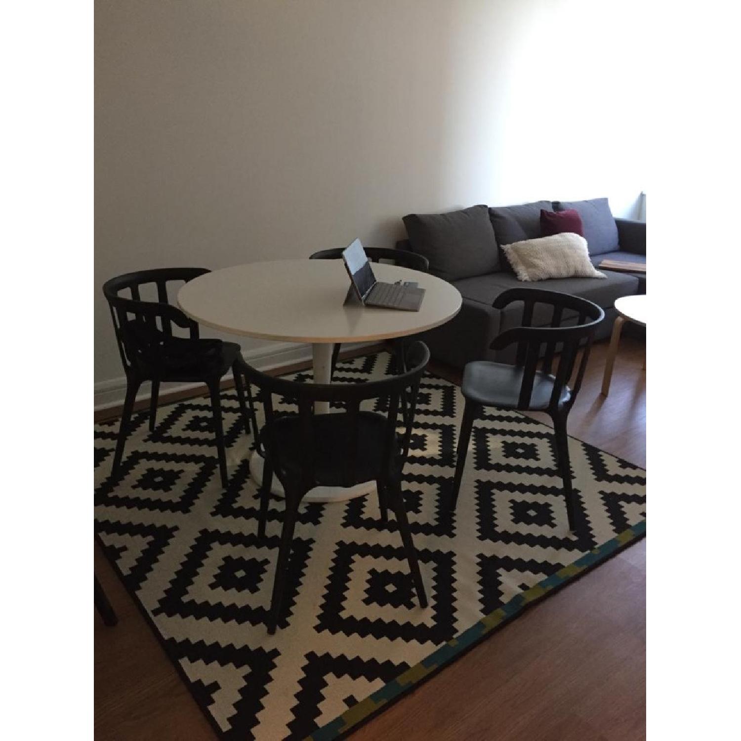 Ikea Black Patterned Area Rug - AptDeco
