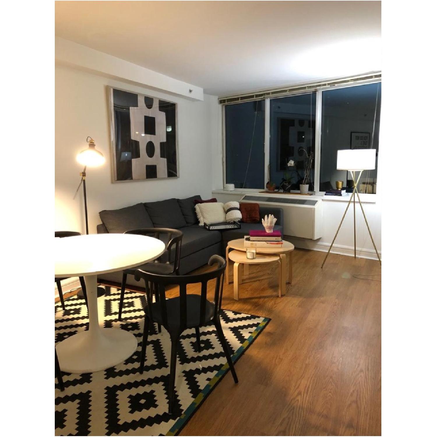 Ikea Black Patterned Area Rug - AptDeco