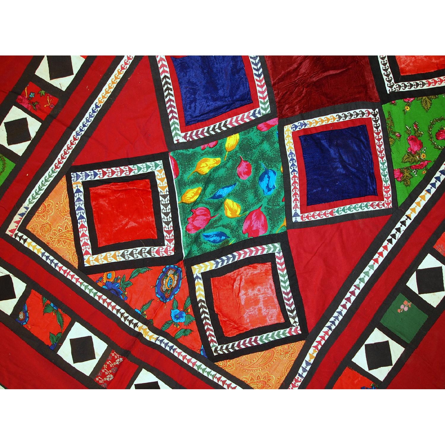 Handmade Vintage Uzbek Suzani Patchwork Rug - image-3
