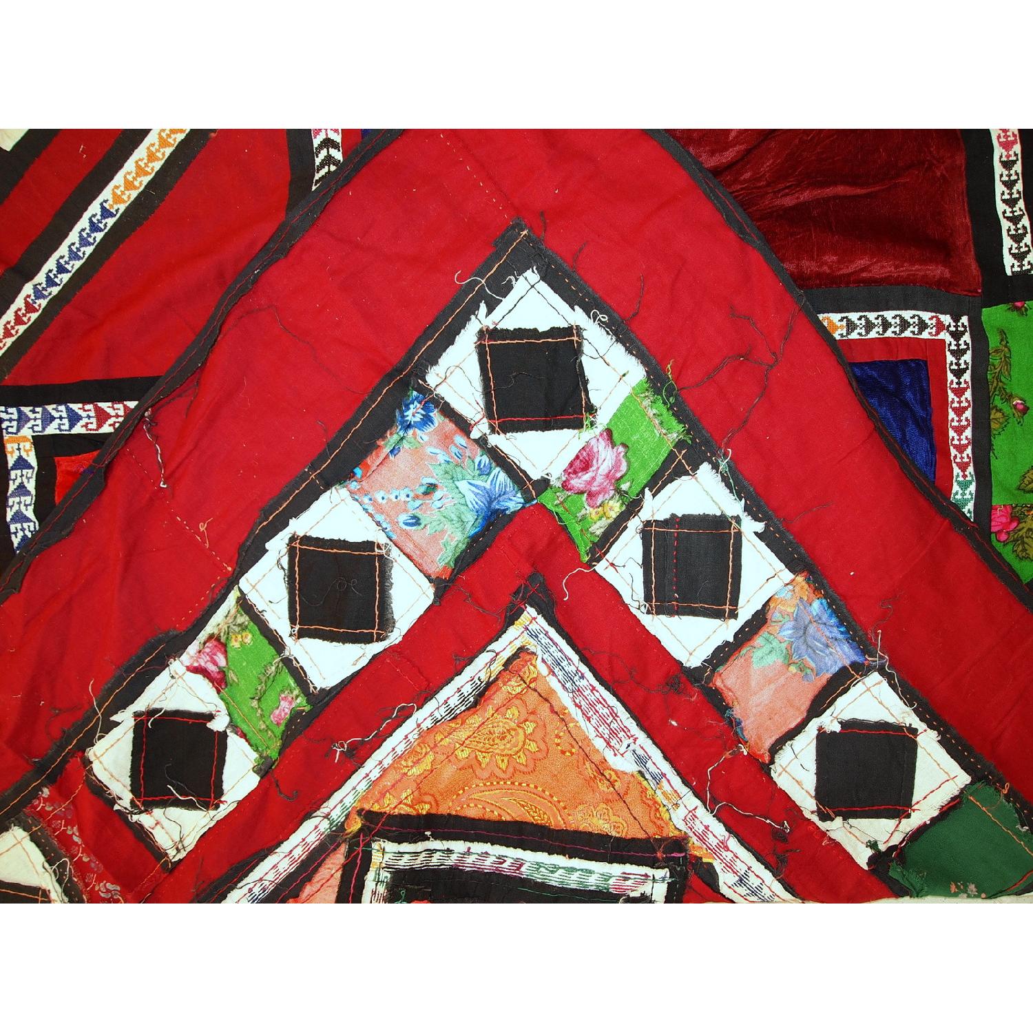 Handmade Vintage Uzbek Suzani Patchwork Rug - image-4