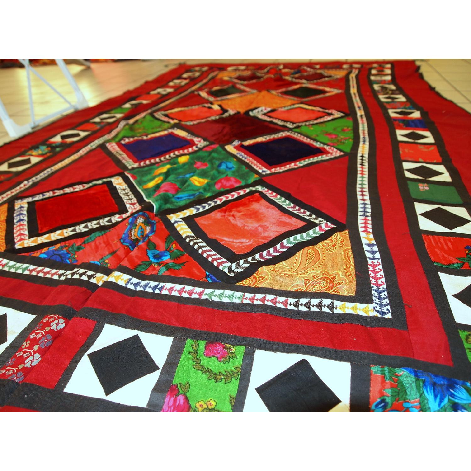 Handmade Vintage Uzbek Suzani Patchwork Rug - image-11