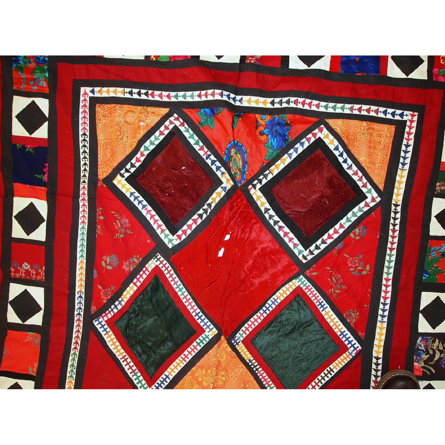 Handmade Vintage Uzbek Suzani Patchwork Rug - image-12