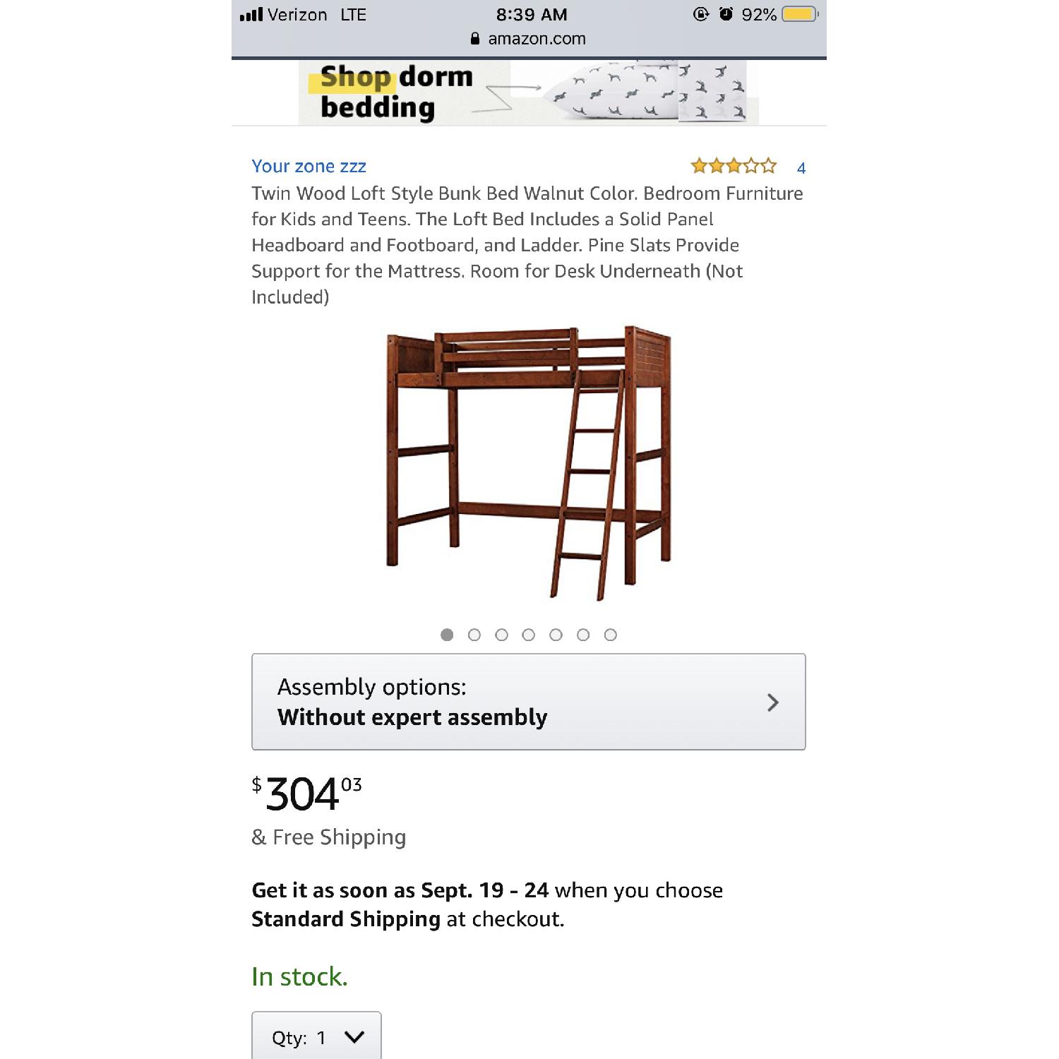 Your Zone Walnut Loft Bed - image-2