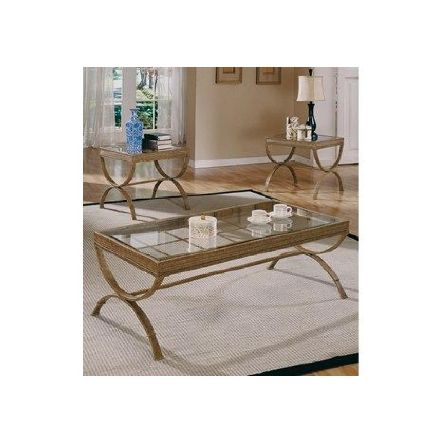 Steve Silver Furniture Glass top Coffee Table+ 2 End Tables AptDeco