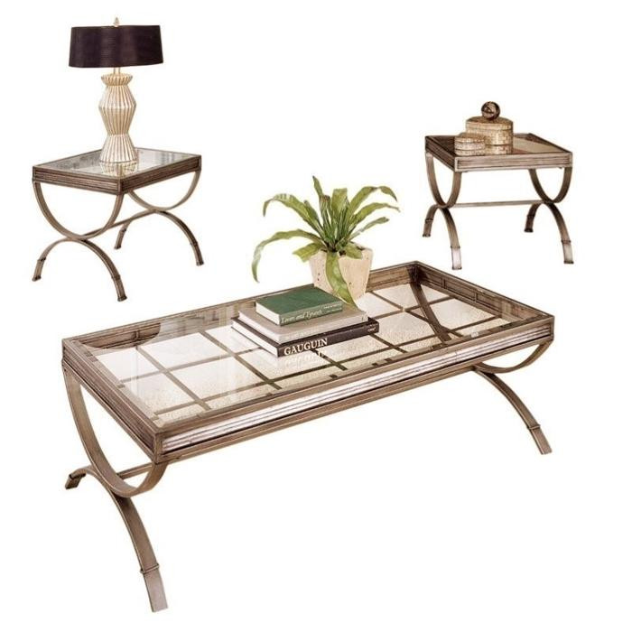 Steve Silver Furniture Glass top Coffee Table+ 2 End Tables