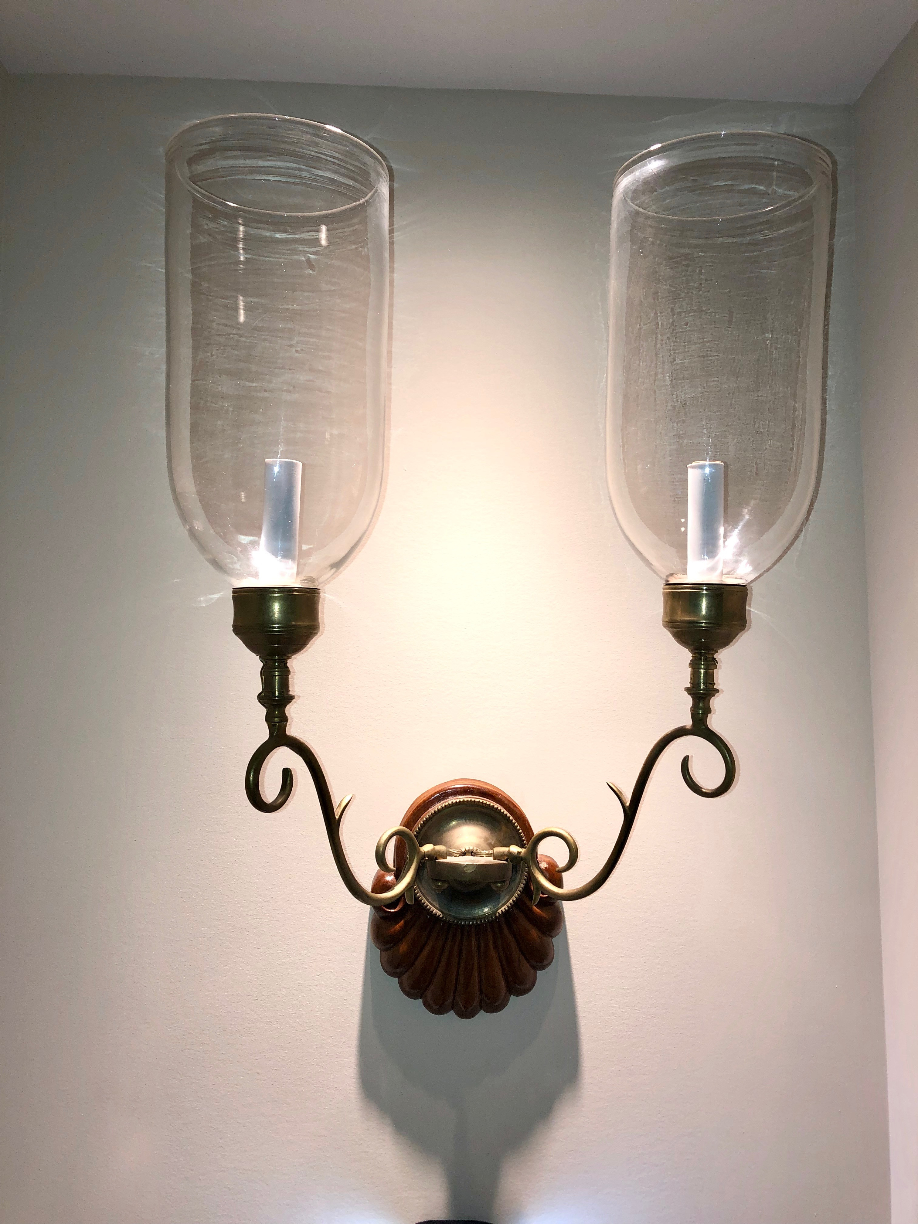 Vintagr Wood & Brass Anglo-Indian Sconces